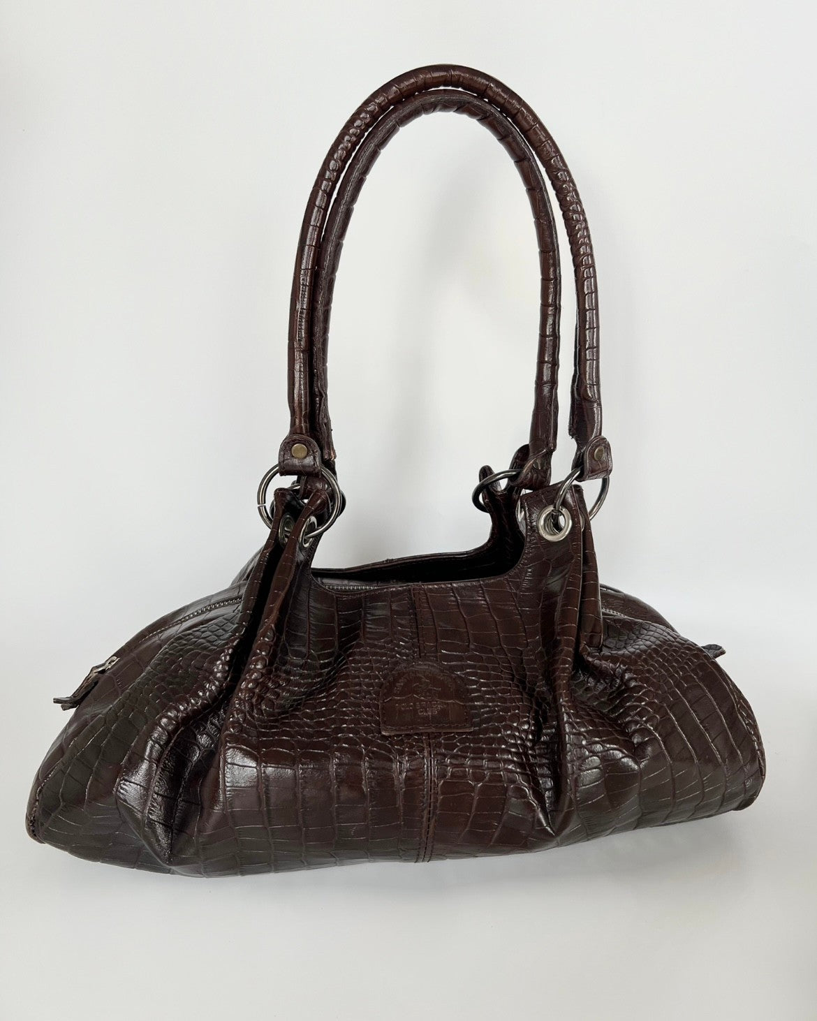 Brown Croc Patterned Bag