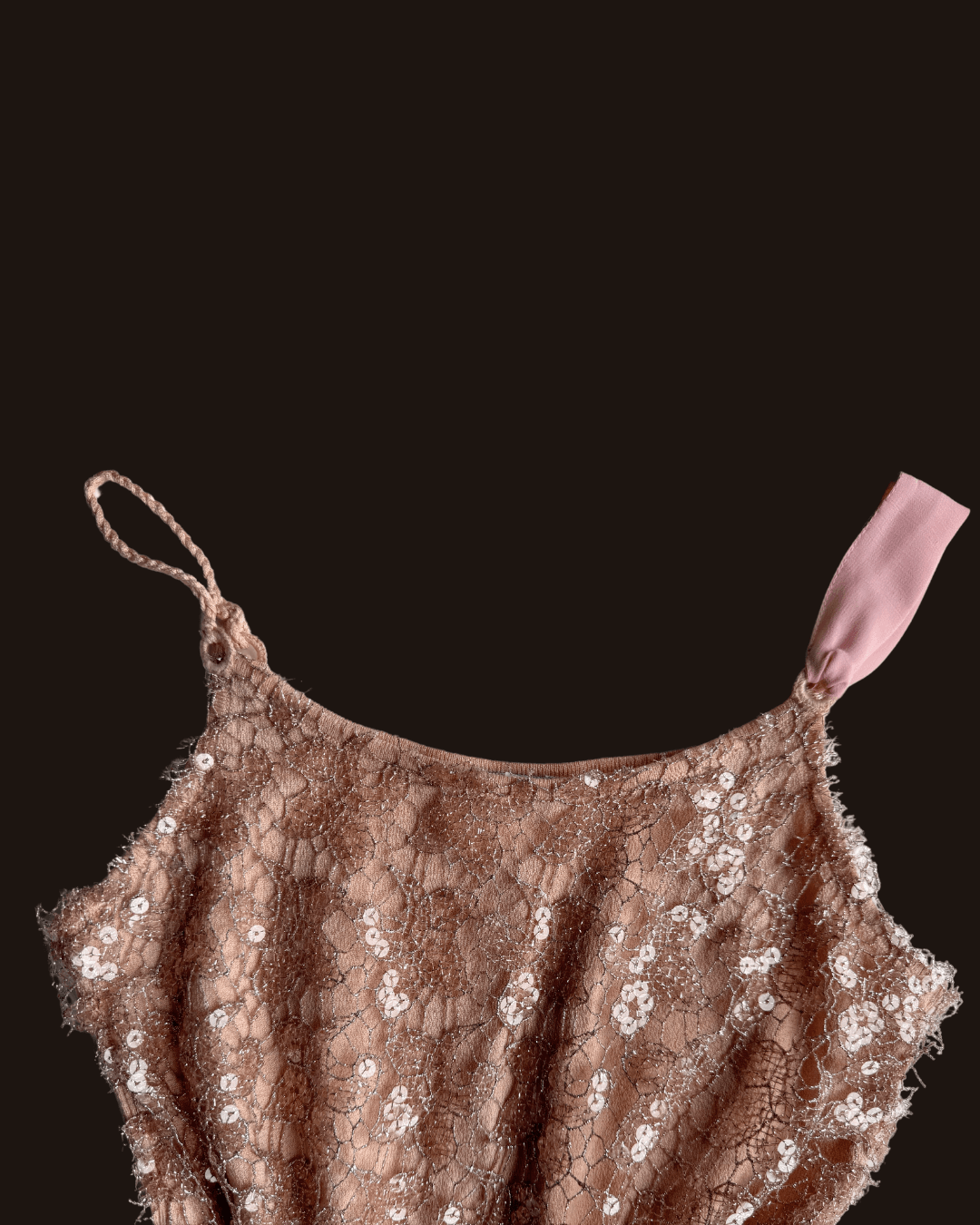 Vakko Lace Sequined Strap