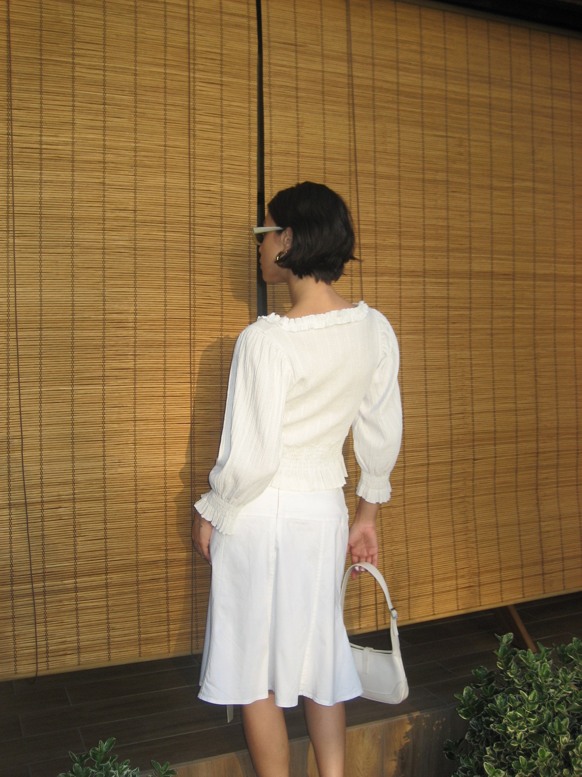 Gathered White Blouse