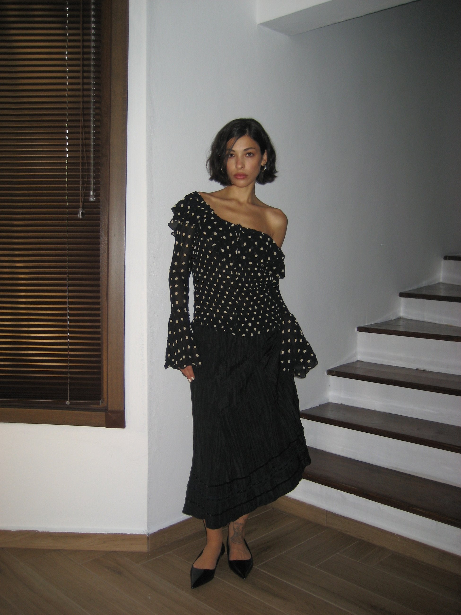 Black Crinkle Skirt