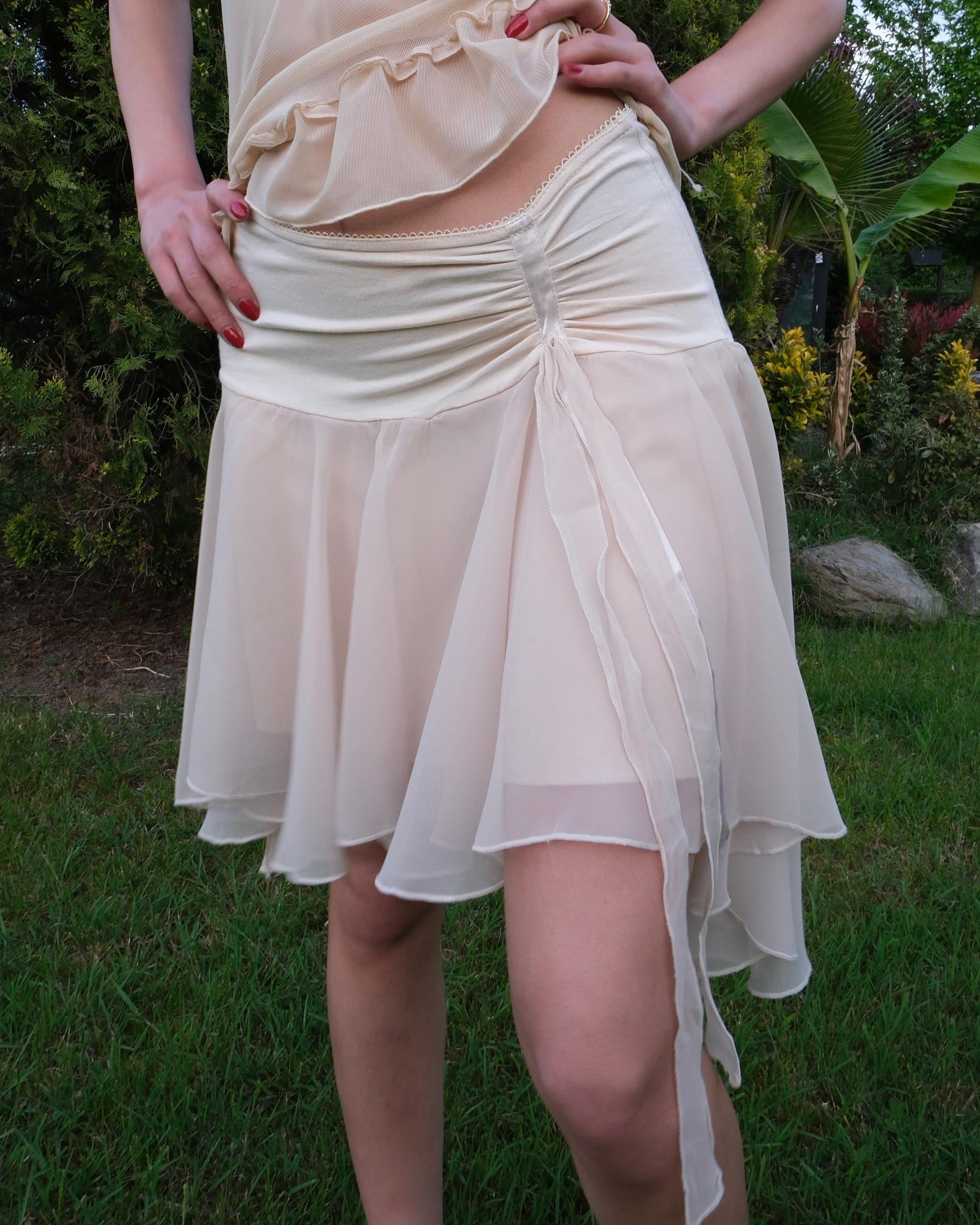 Cream Chiffon Skirt