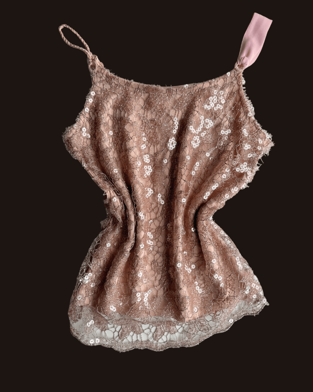 Vakko Lace Sequined Strap
