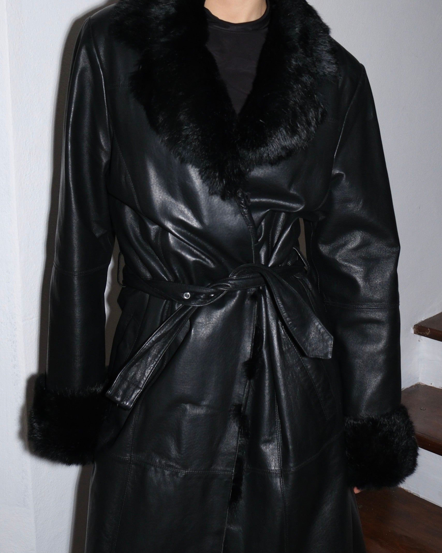 Furry Leather Coat