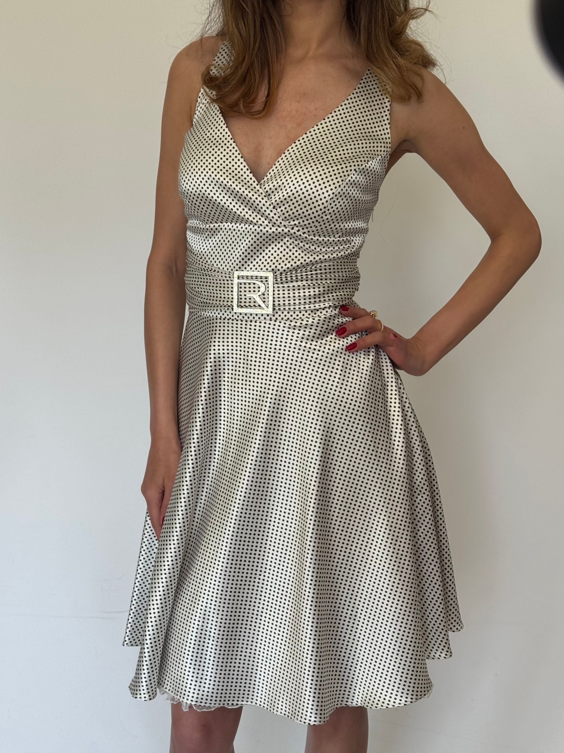 Polka Dot Dress with Belt Detail