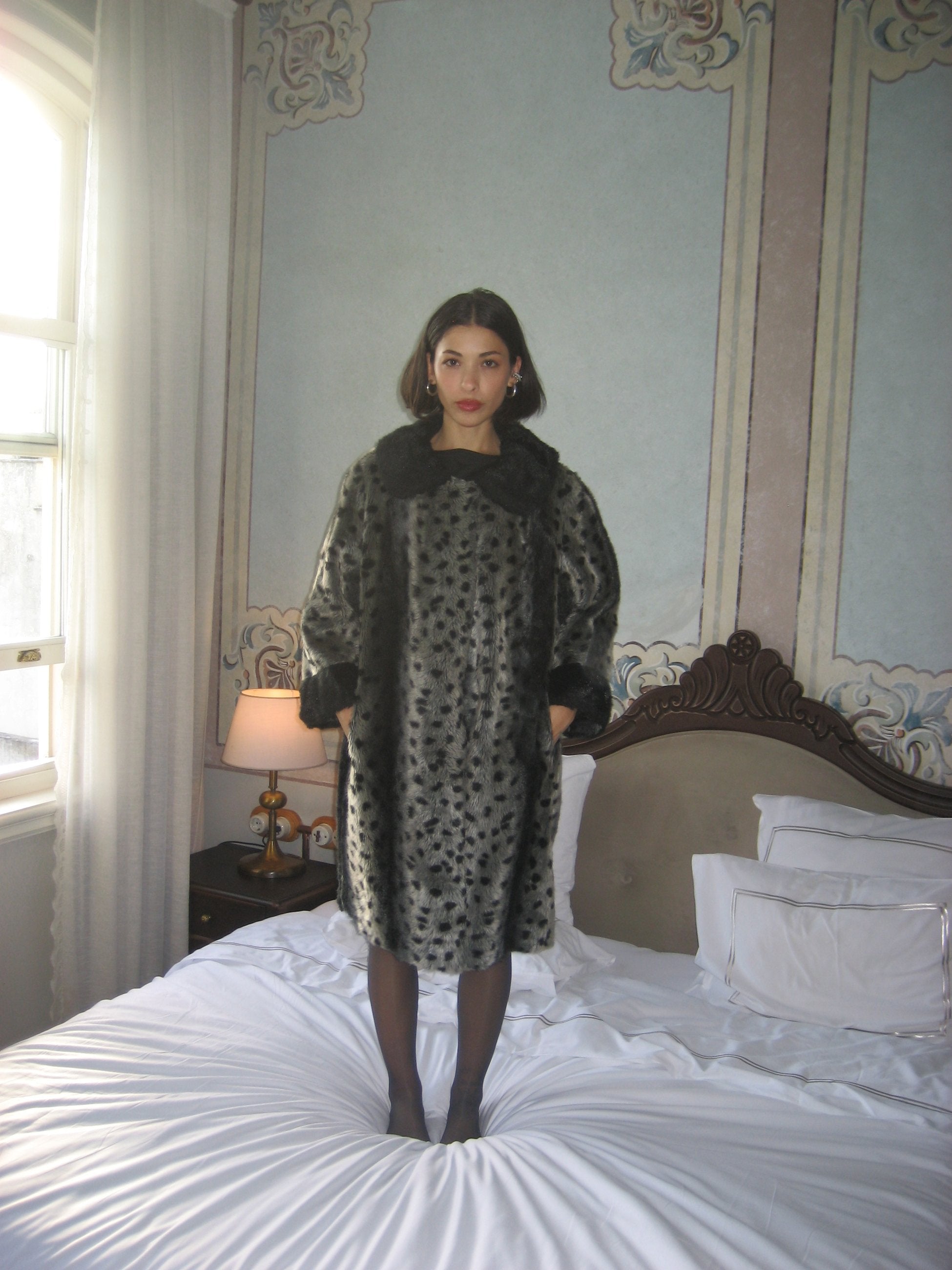 Patterned Gray Plush Fur