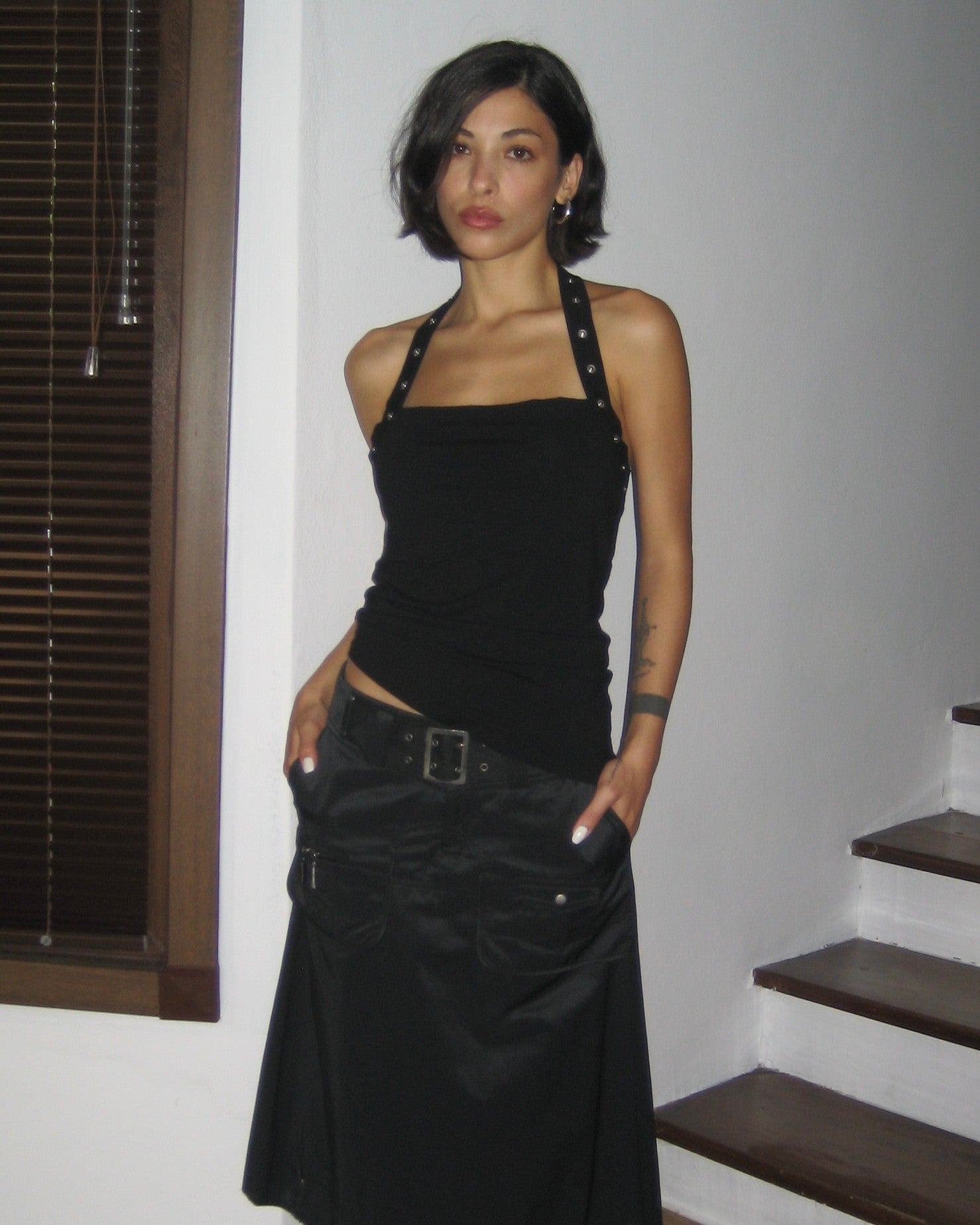 Belted Black Skirt