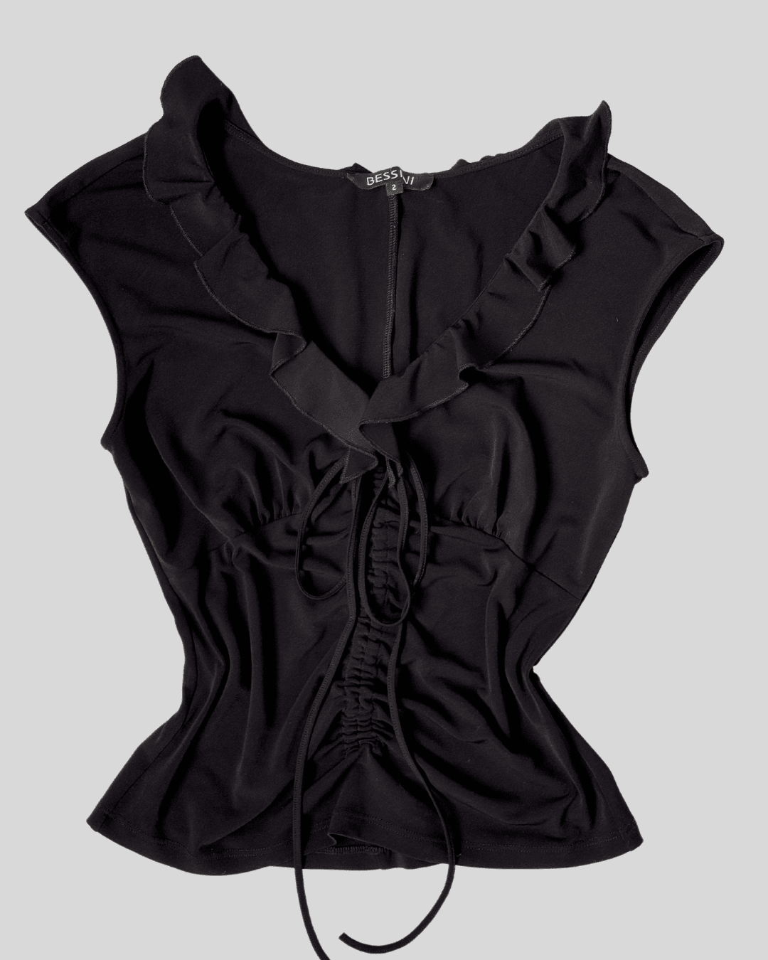 Black Blouse with Gathered Detail