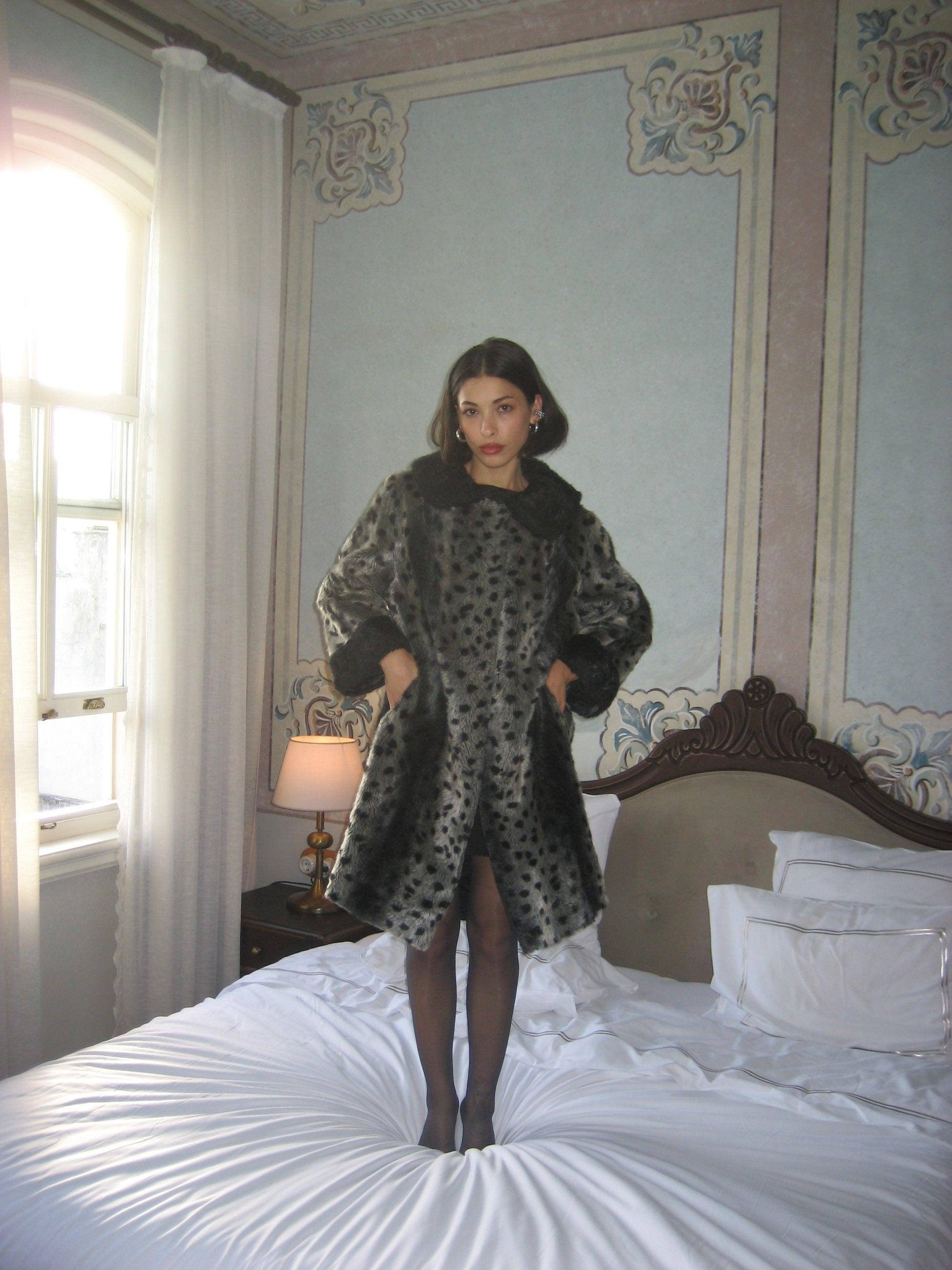 Patterned Gray Plush Fur
