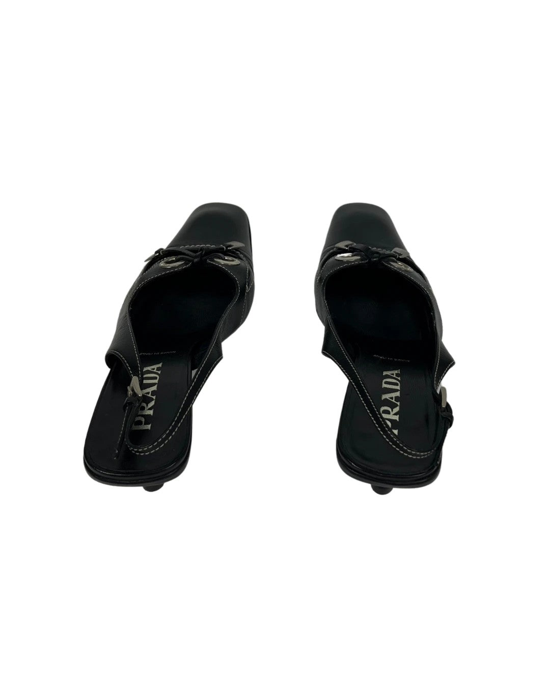 Prada Eyelet Detailed Black Sandals