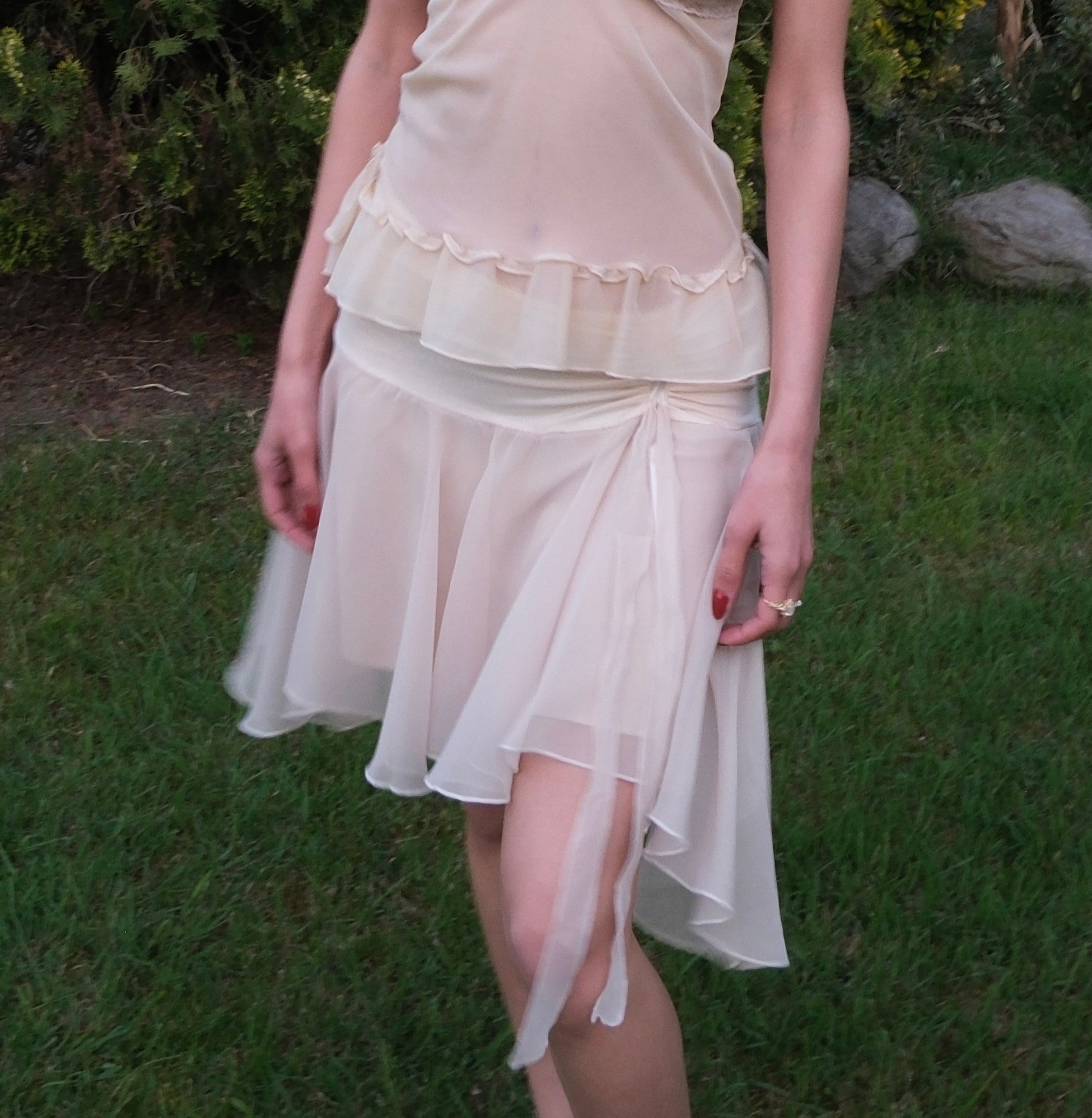 Cream Chiffon Skirt