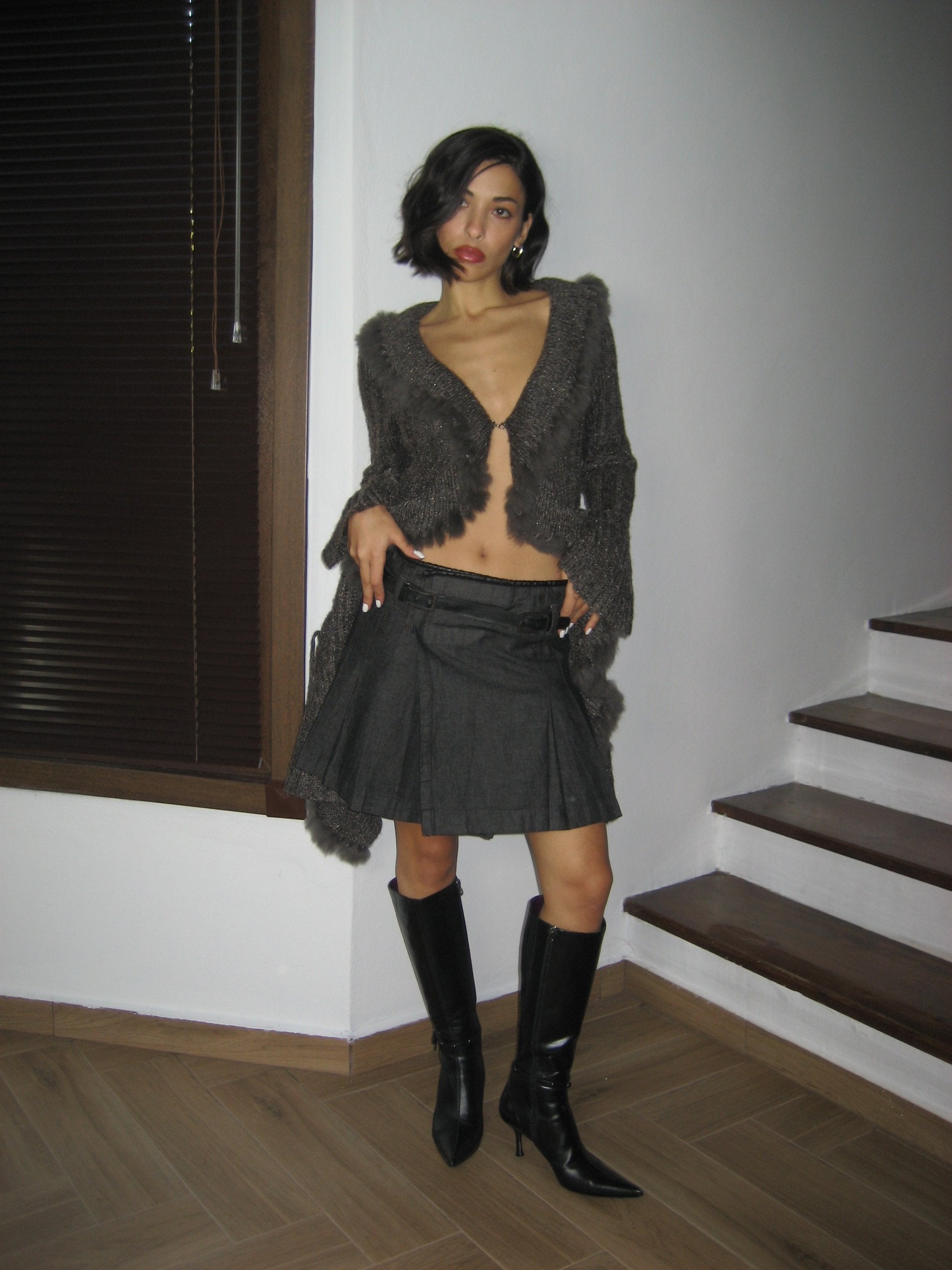 Belted Anthracite Skirt