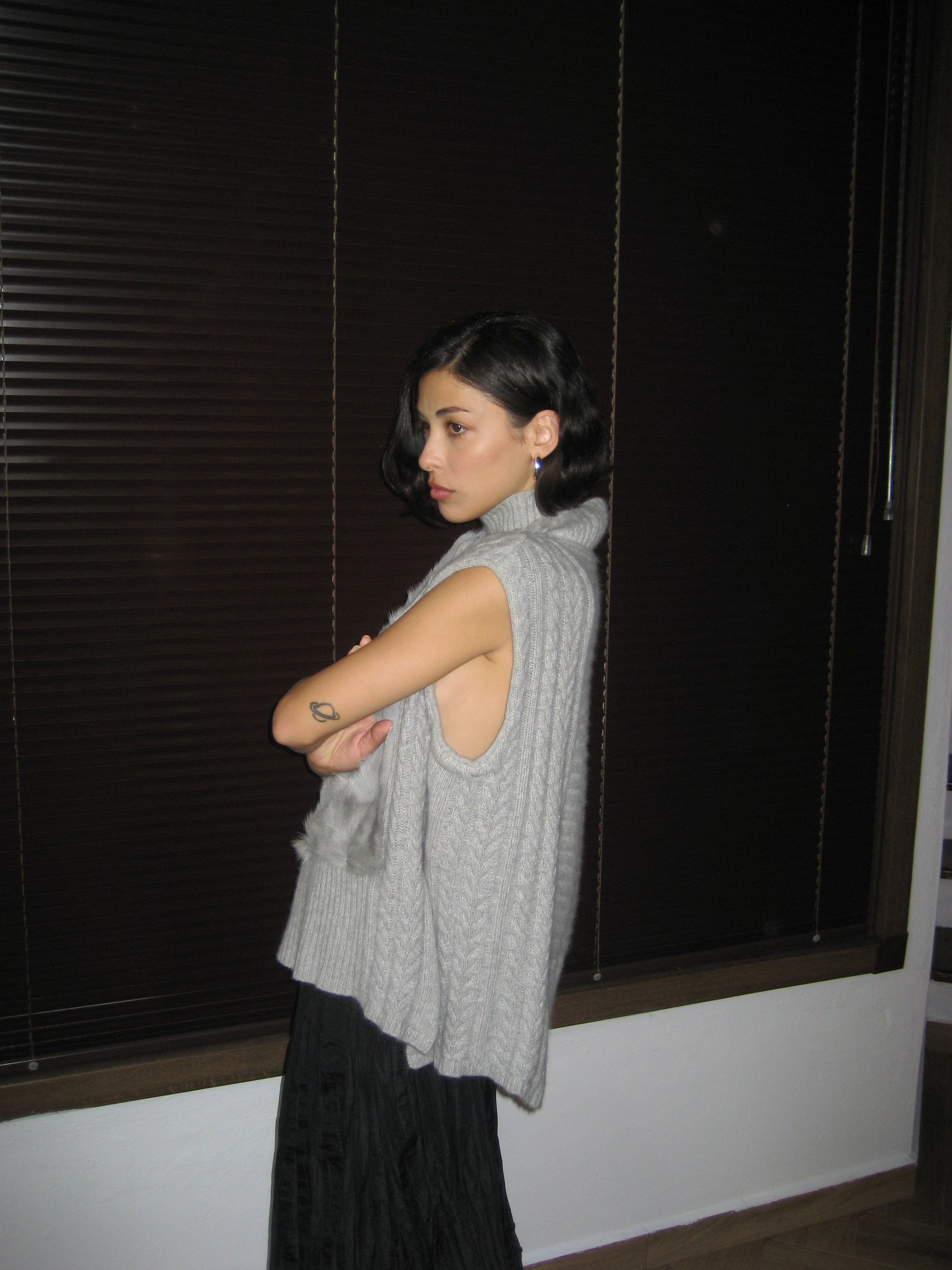 Fur Detailed Wool Sweater