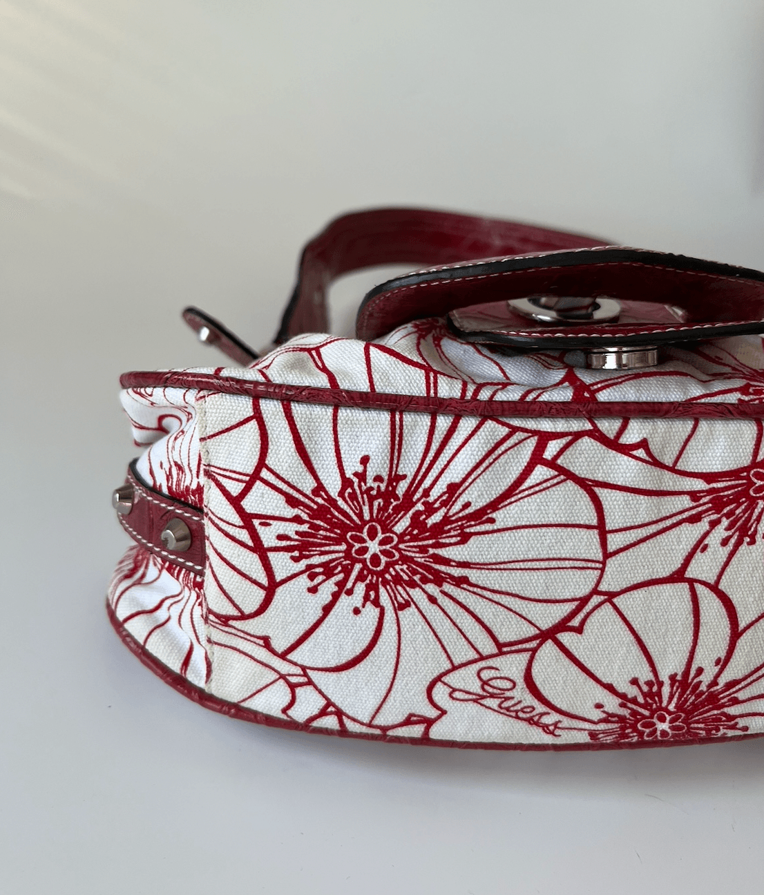 Floral Patterned Red Guess Bag