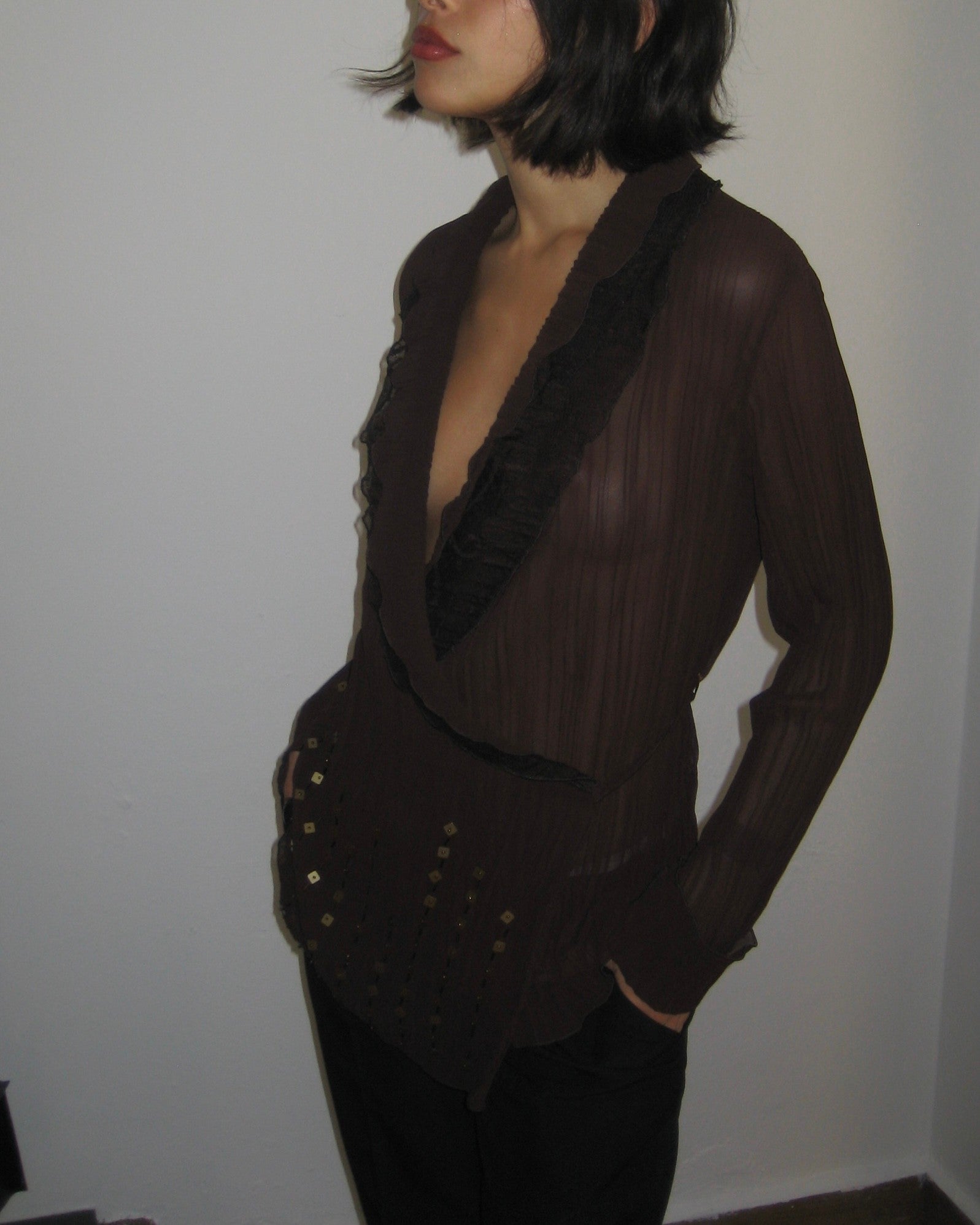 Brown Chiffon Shirt