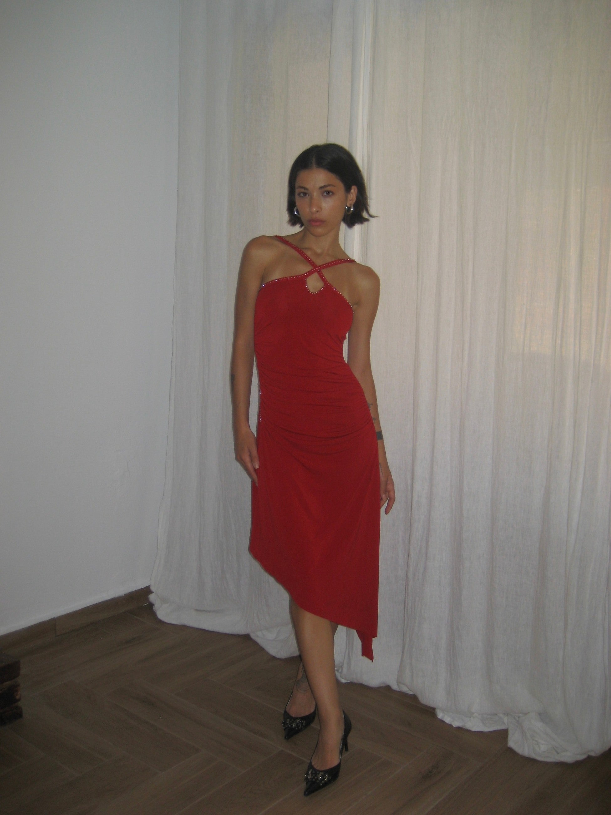 Red Asymmetrical Dress