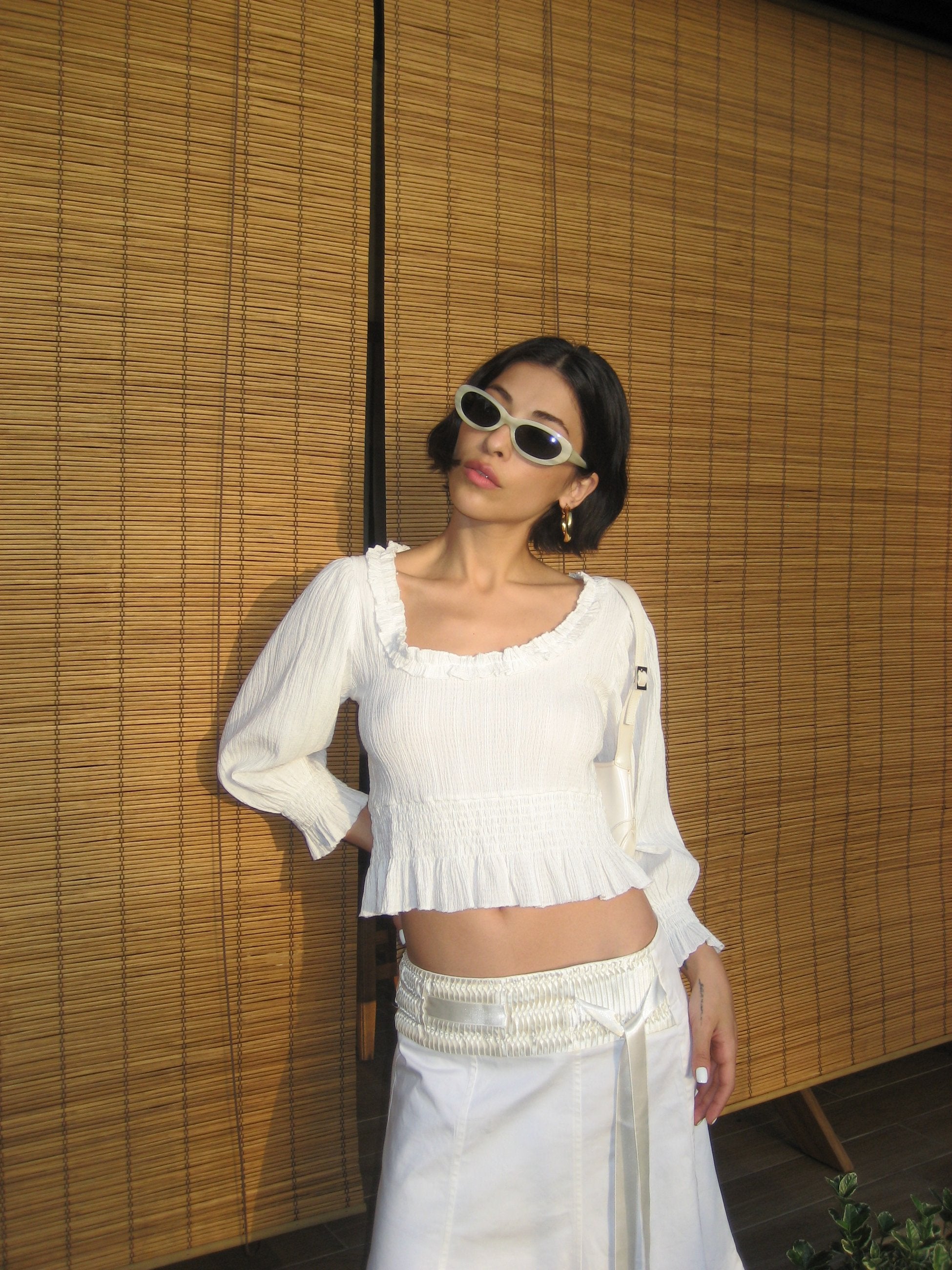 Gathered White Blouse
