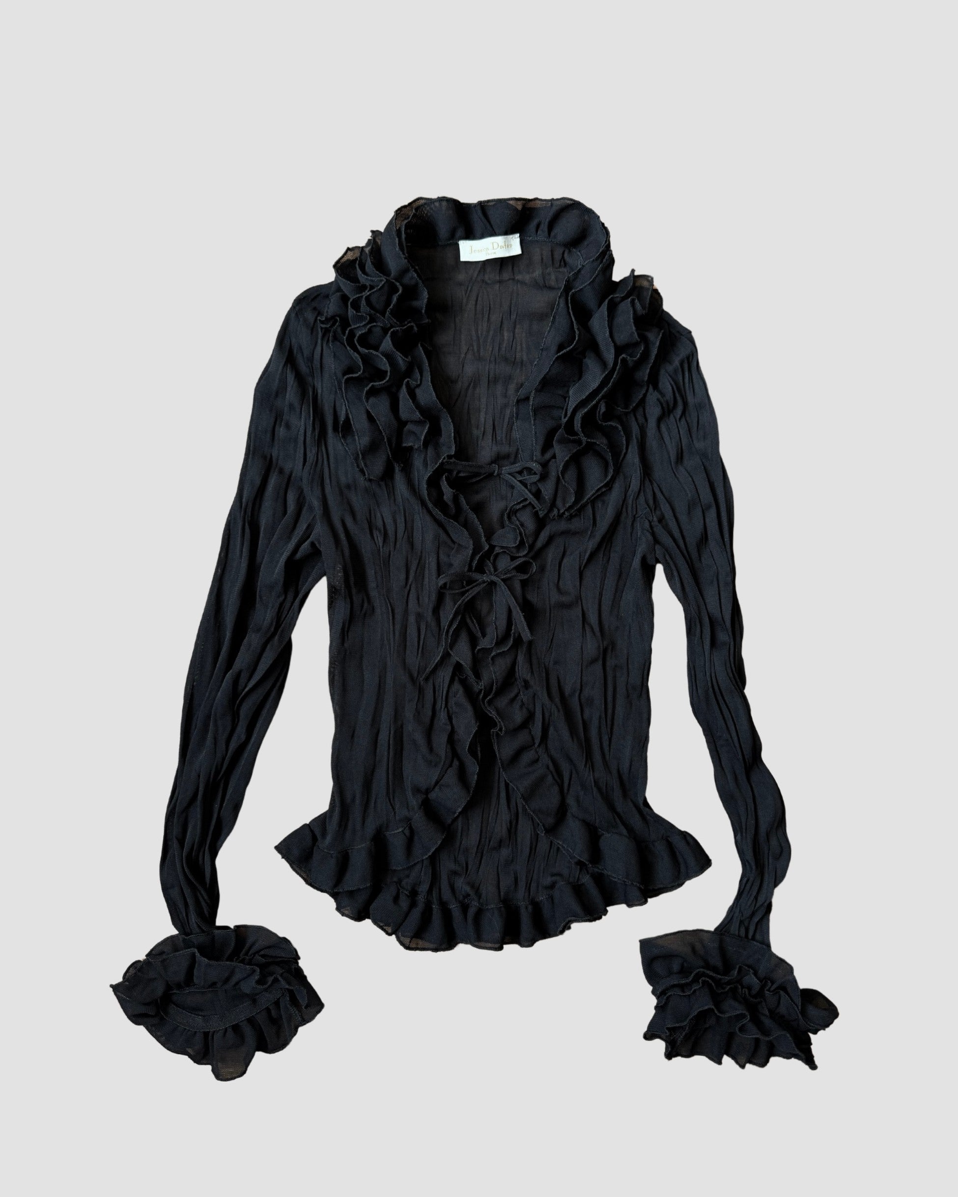 Tied Black Tulle Blouse