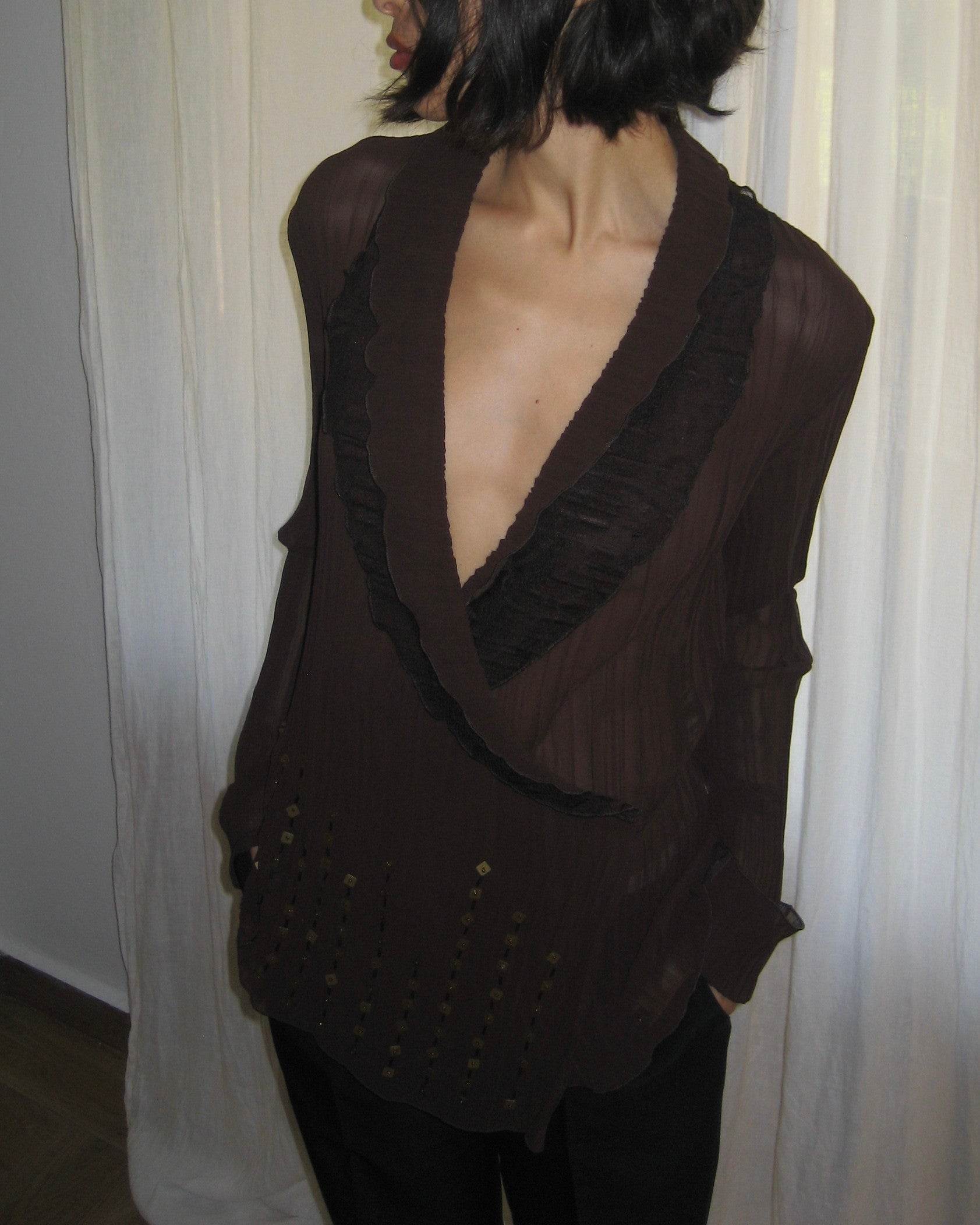 Brown Chiffon Shirt