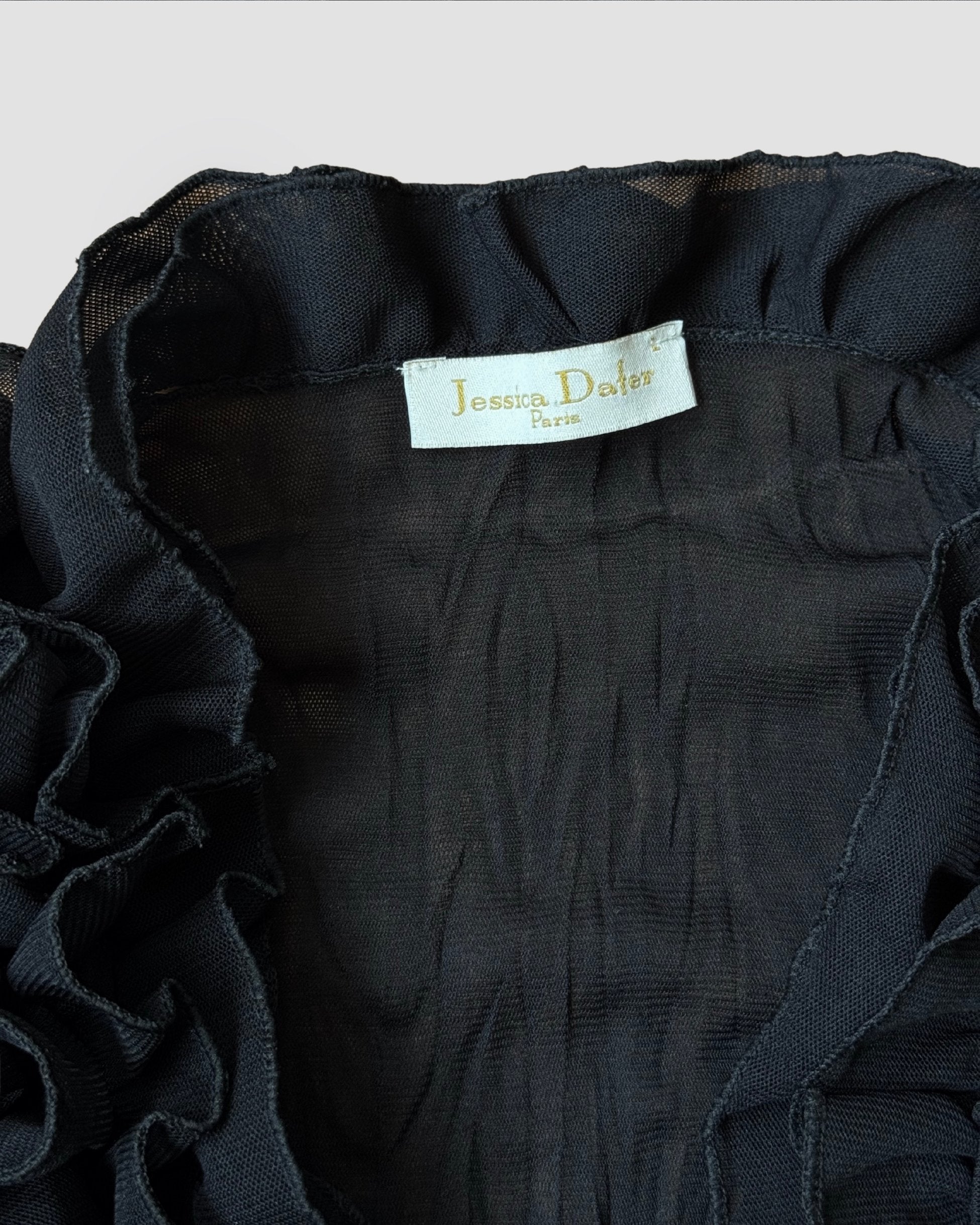 Tied Black Tulle Blouse