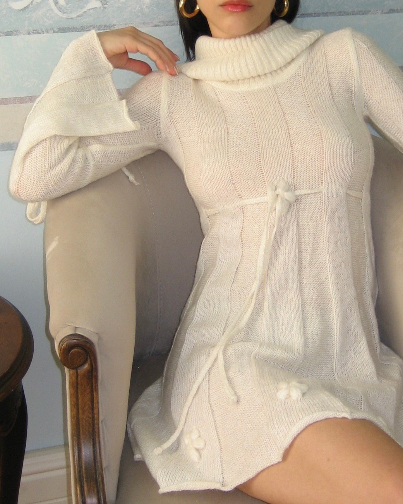 Floral Detailed Wool Dress