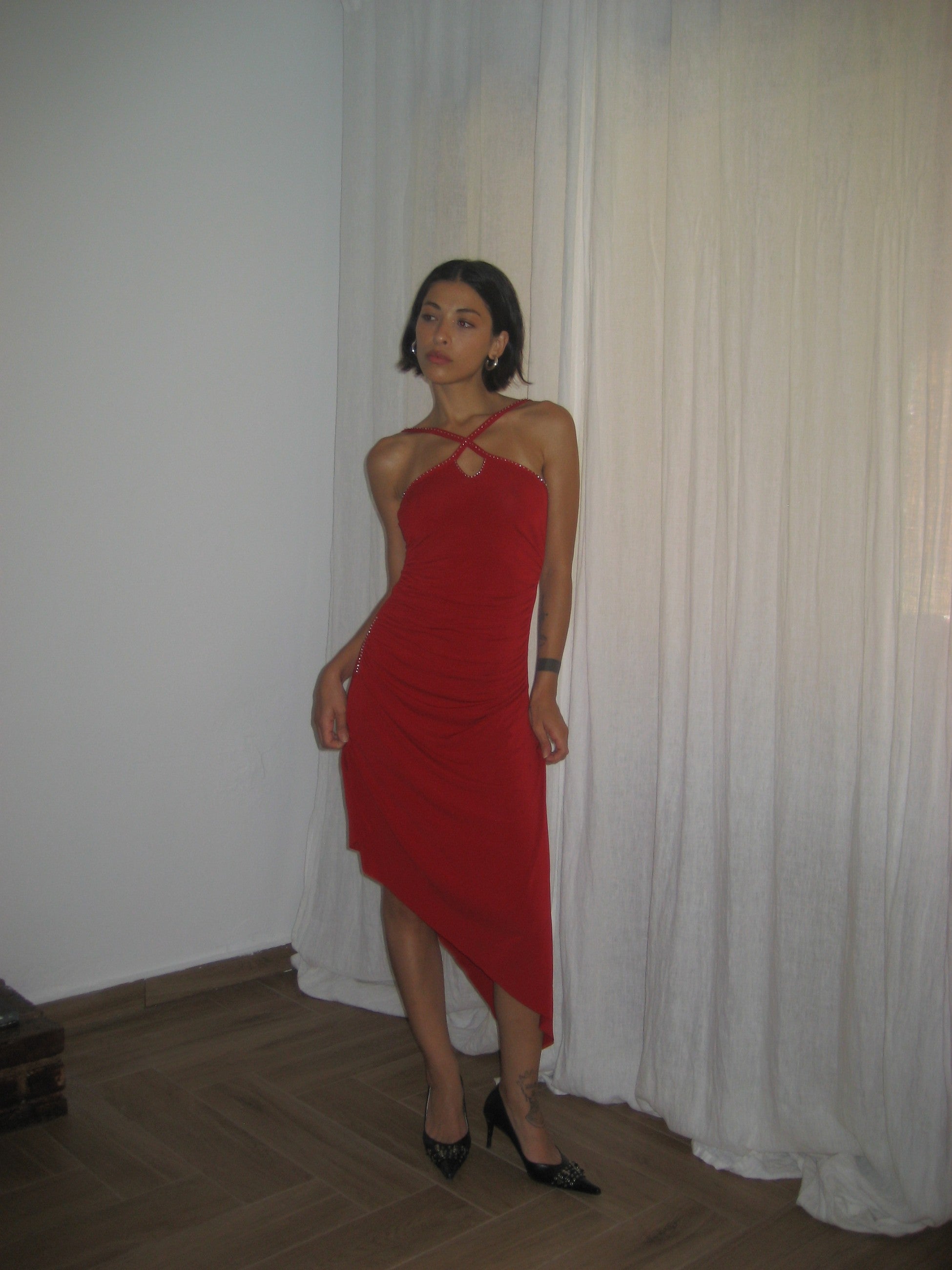 Red Asymmetrical Dress