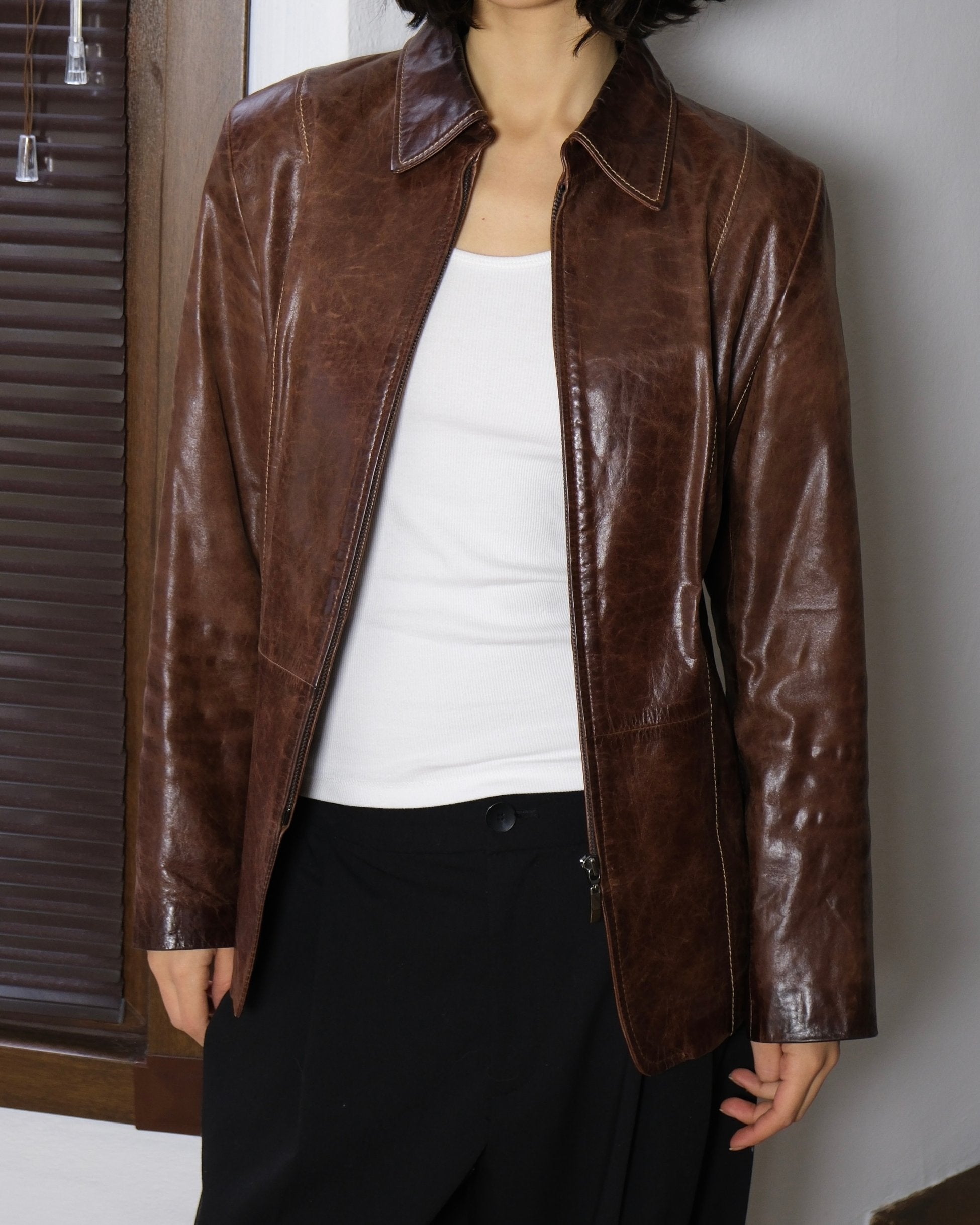 Derimod Brown Leather Jacket