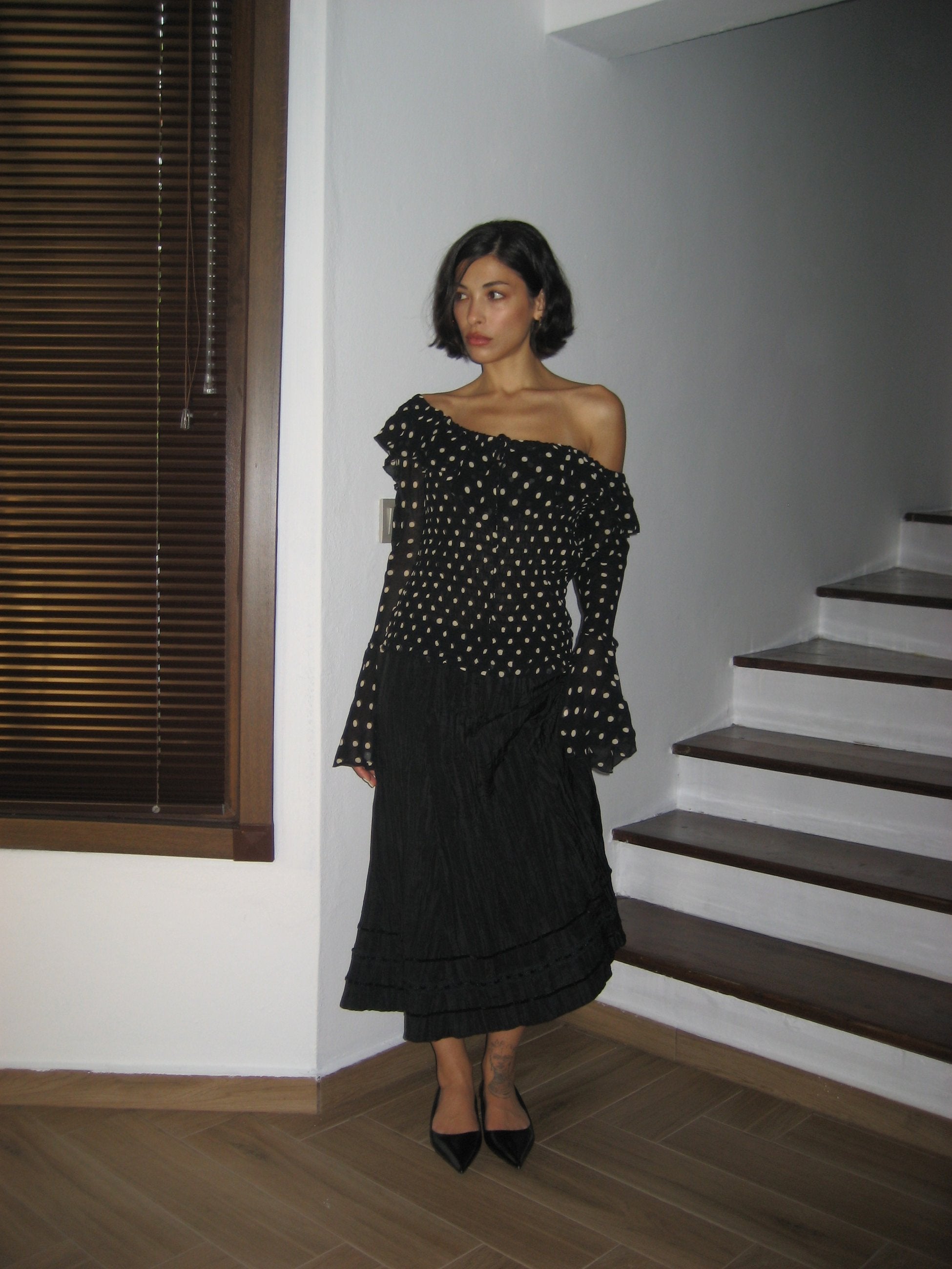 Polka Dot Chiffon Blouse