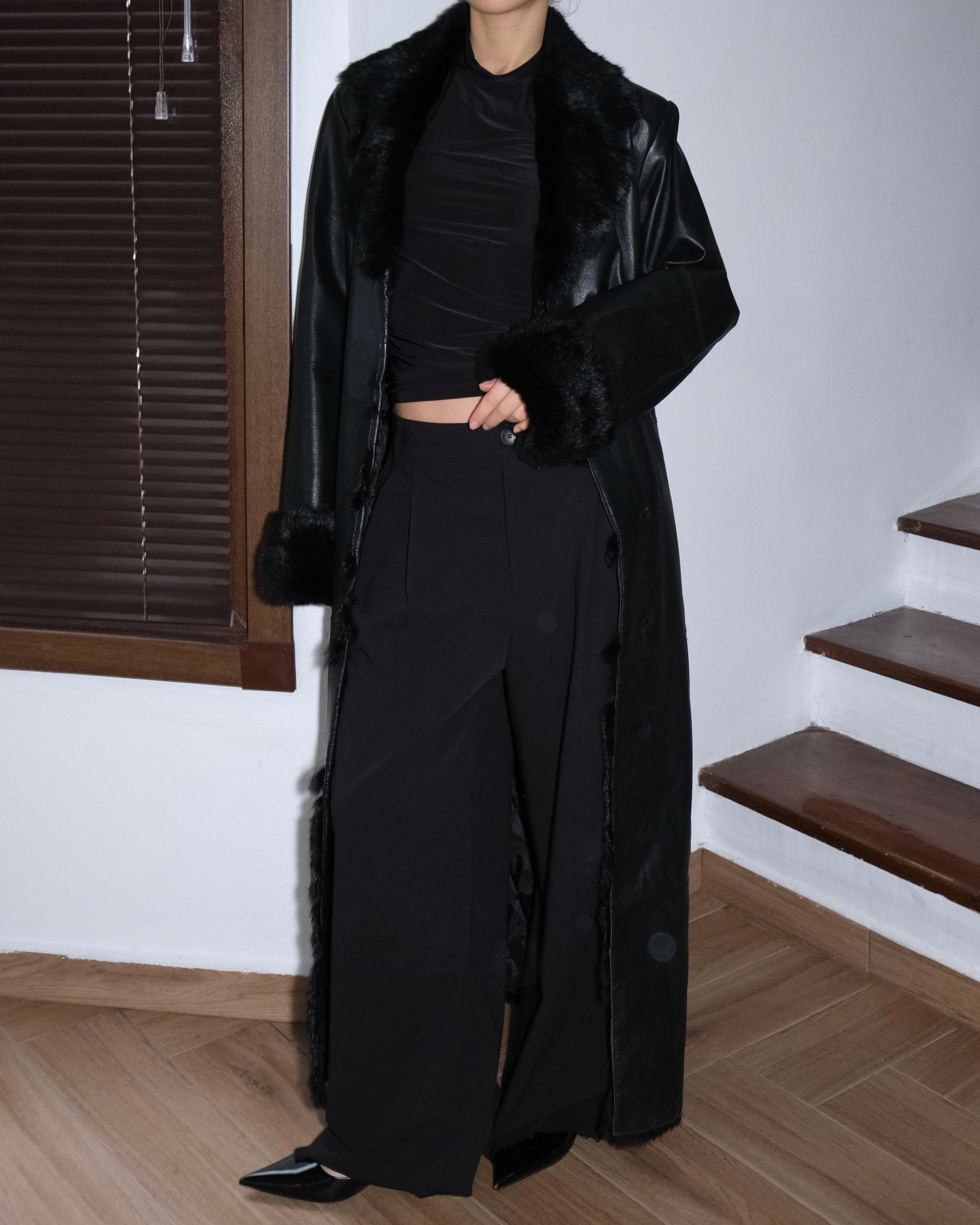 Furry Leather Coat