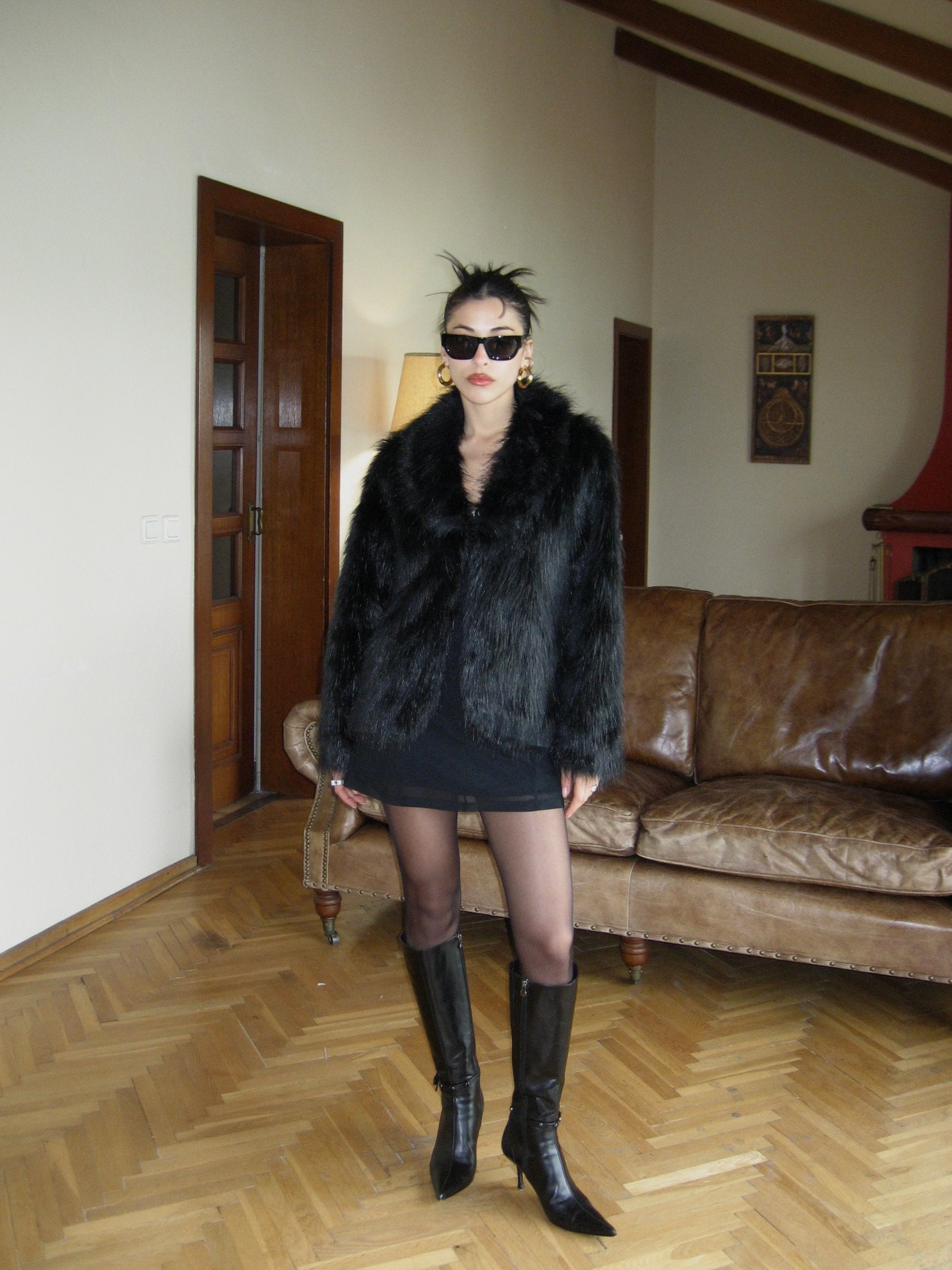 Black Short Plush Jacket