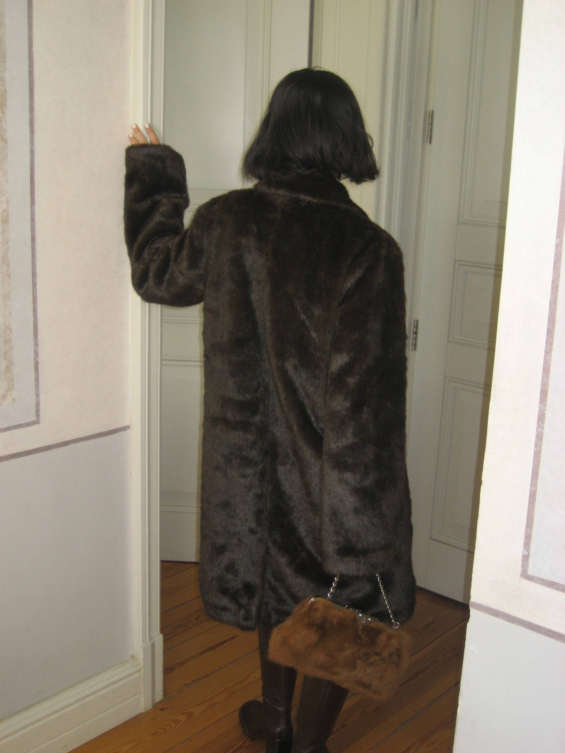 Brown Plush Fur with Buttons