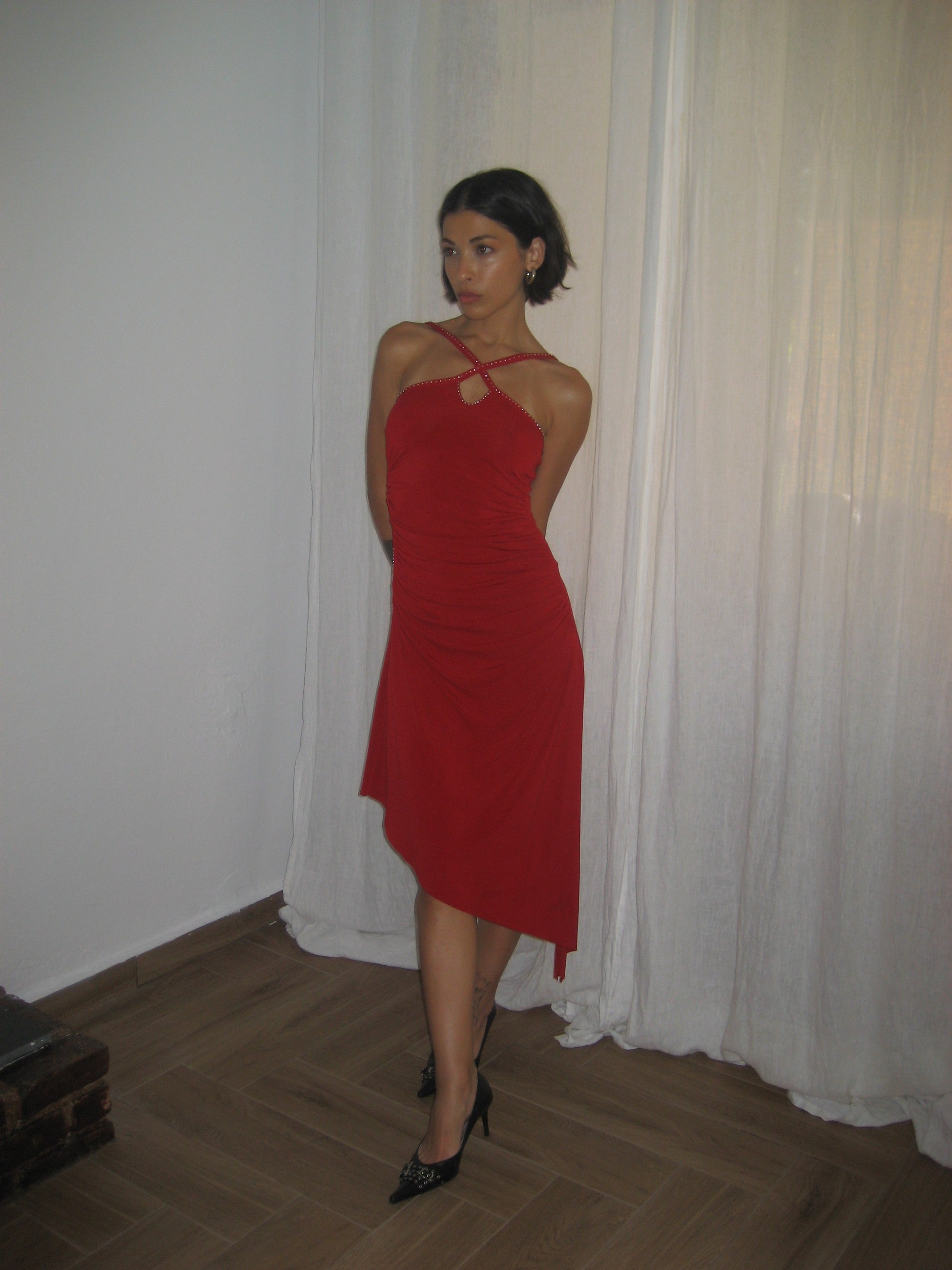Red Asymmetrical Dress