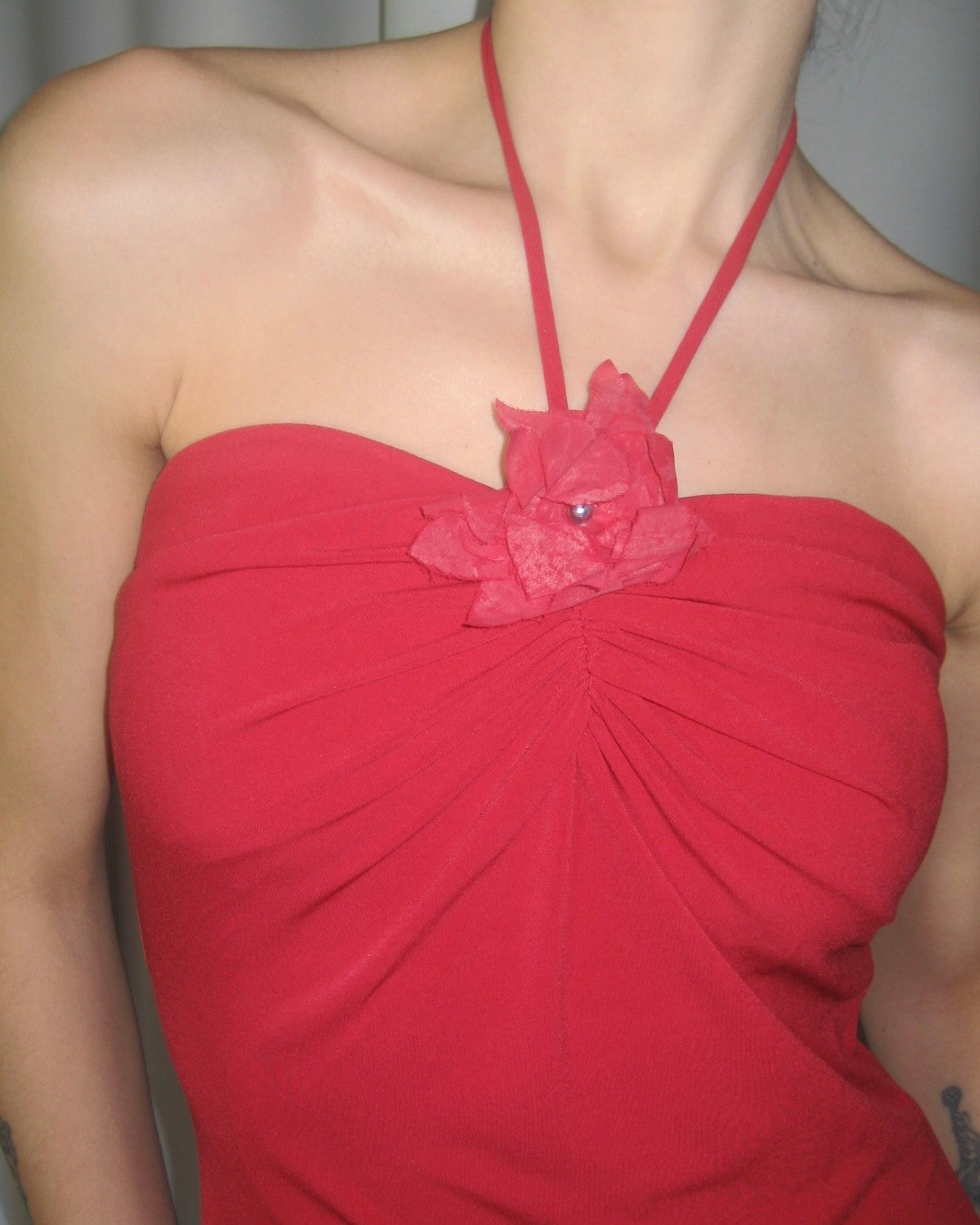 Red Dress with Flower Details