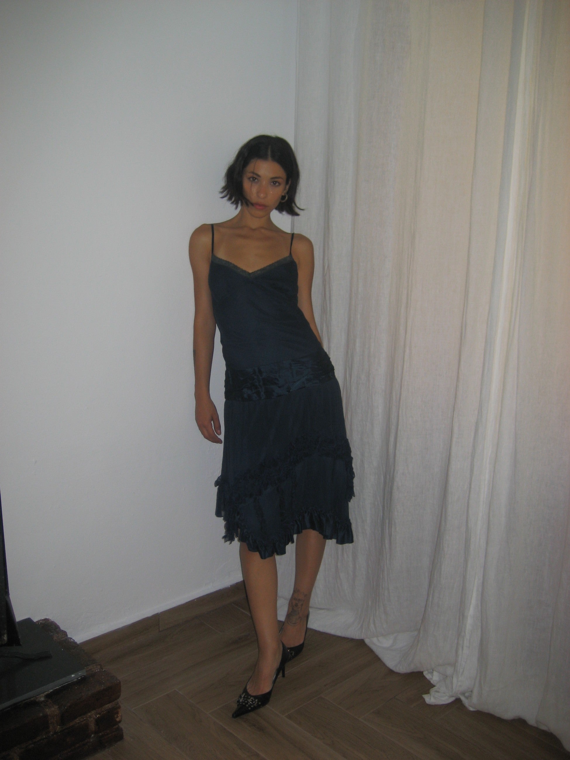 Navy Blue Silk Dress