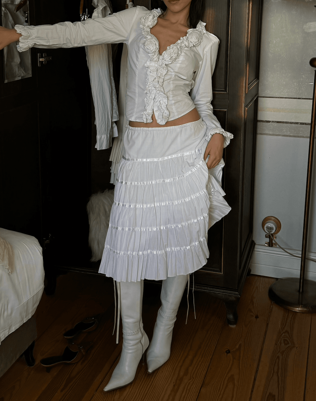 White Shirt with Rose Details