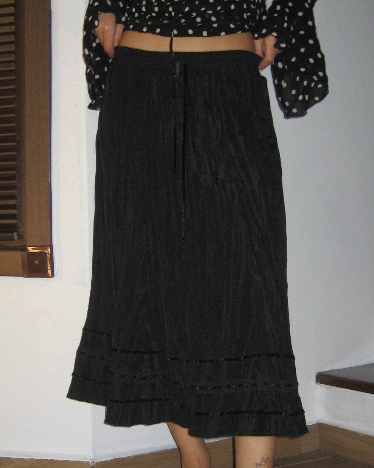 Black Crinkle Skirt
