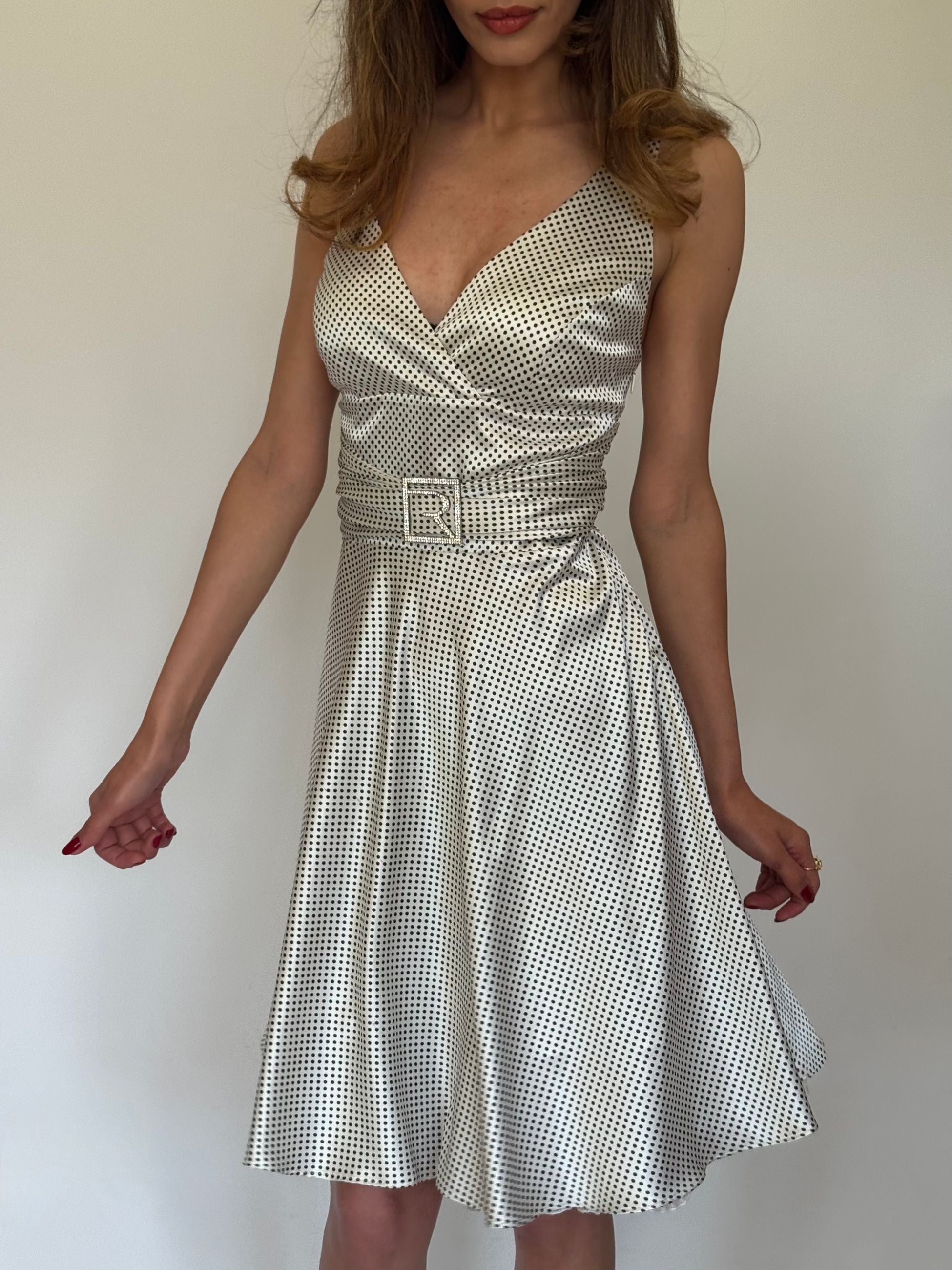 Polka Dot Dress with Belt Detail
