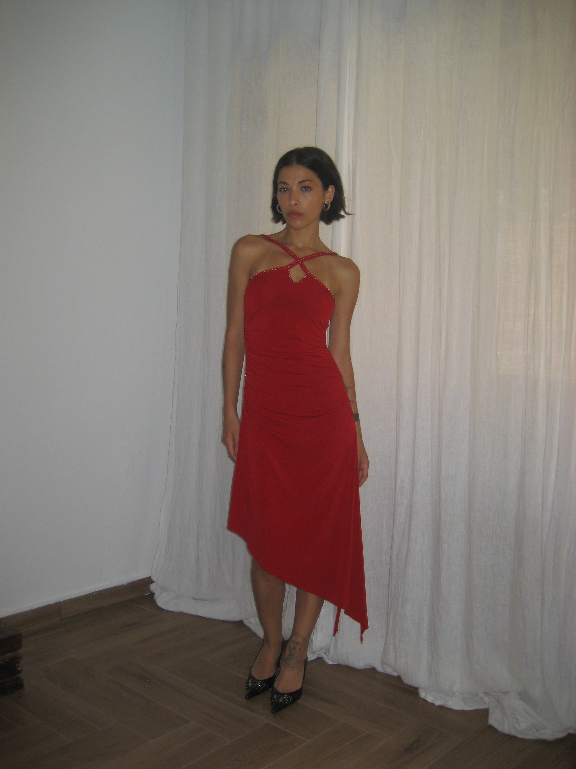 Red Asymmetrical Dress