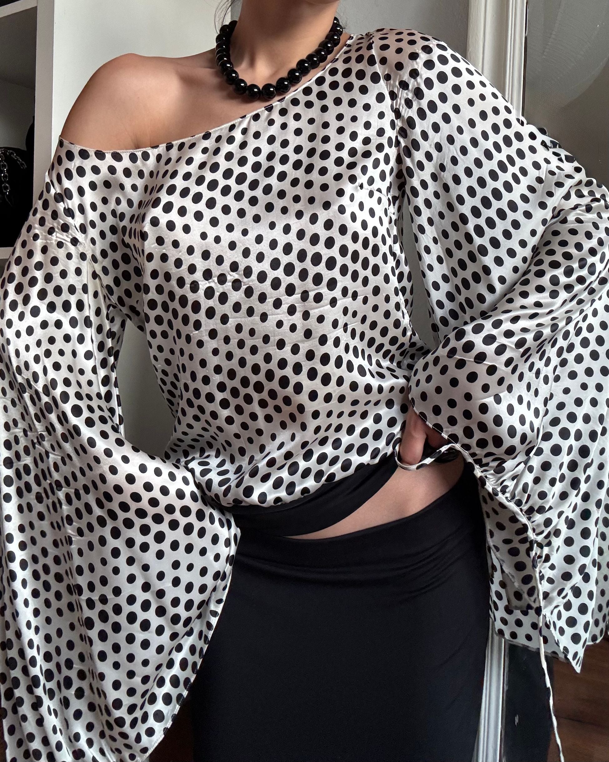 Vakko Silk Polka Dot Blouse
