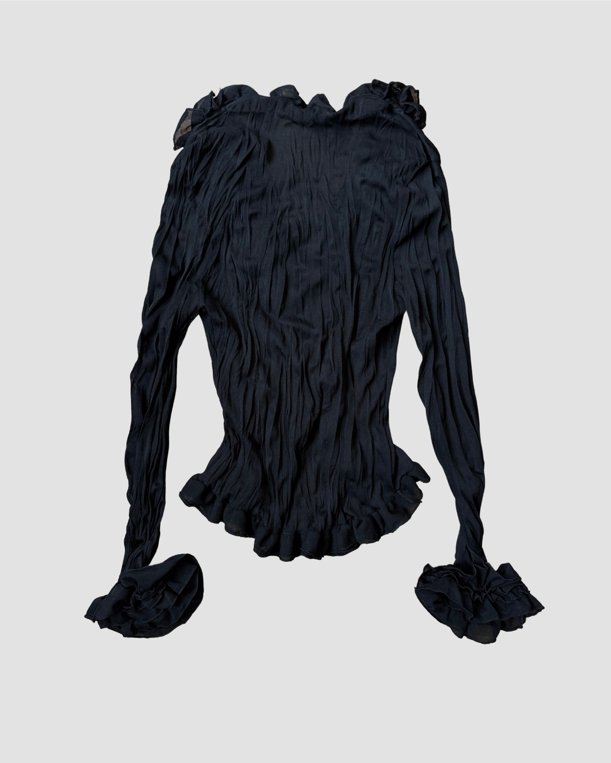 Tied Black Tulle Blouse