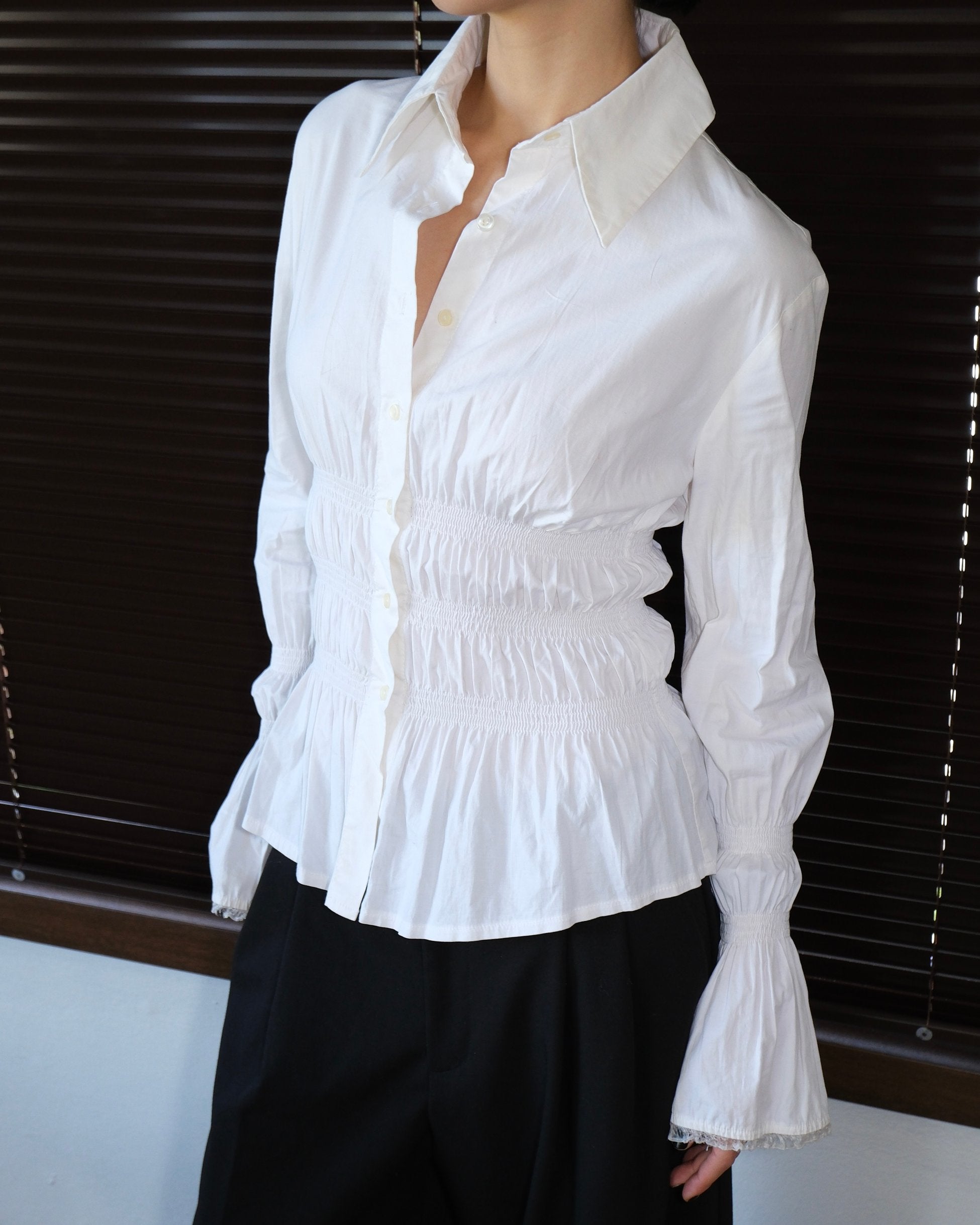 White Shirt with Gathered Detail