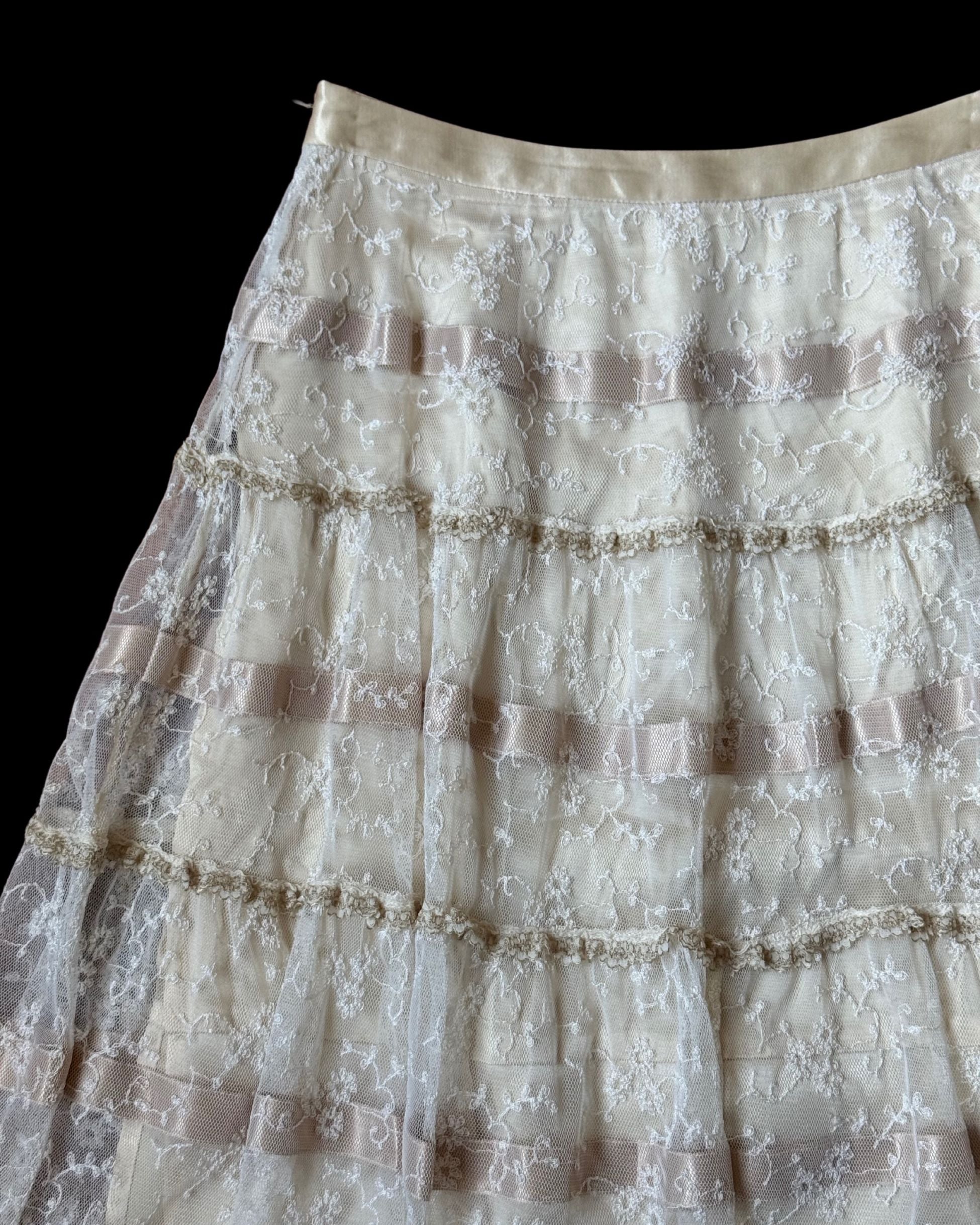 Cream Skirt with Lace Detail
