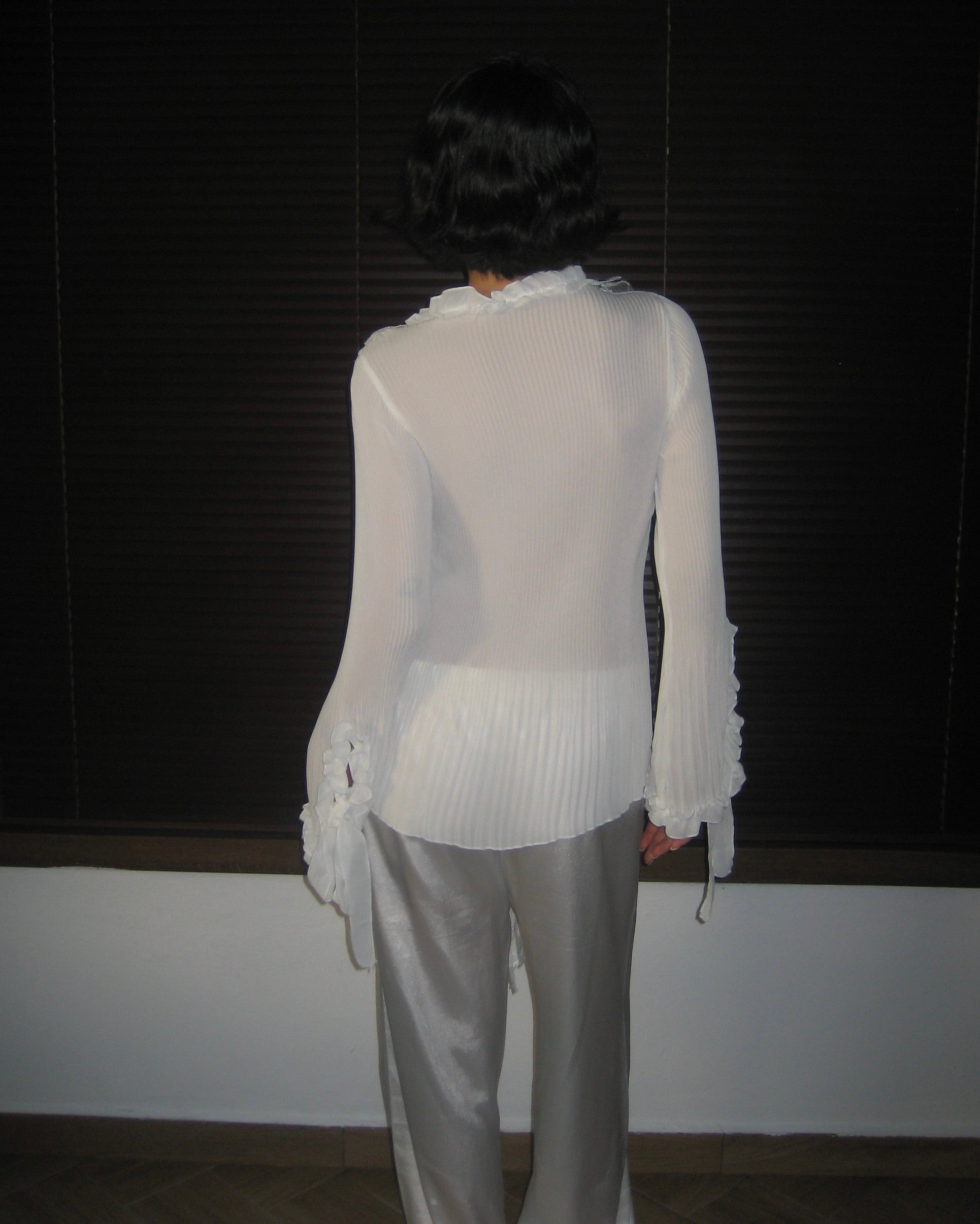 Ecru Blouse with Ruffle Detail
