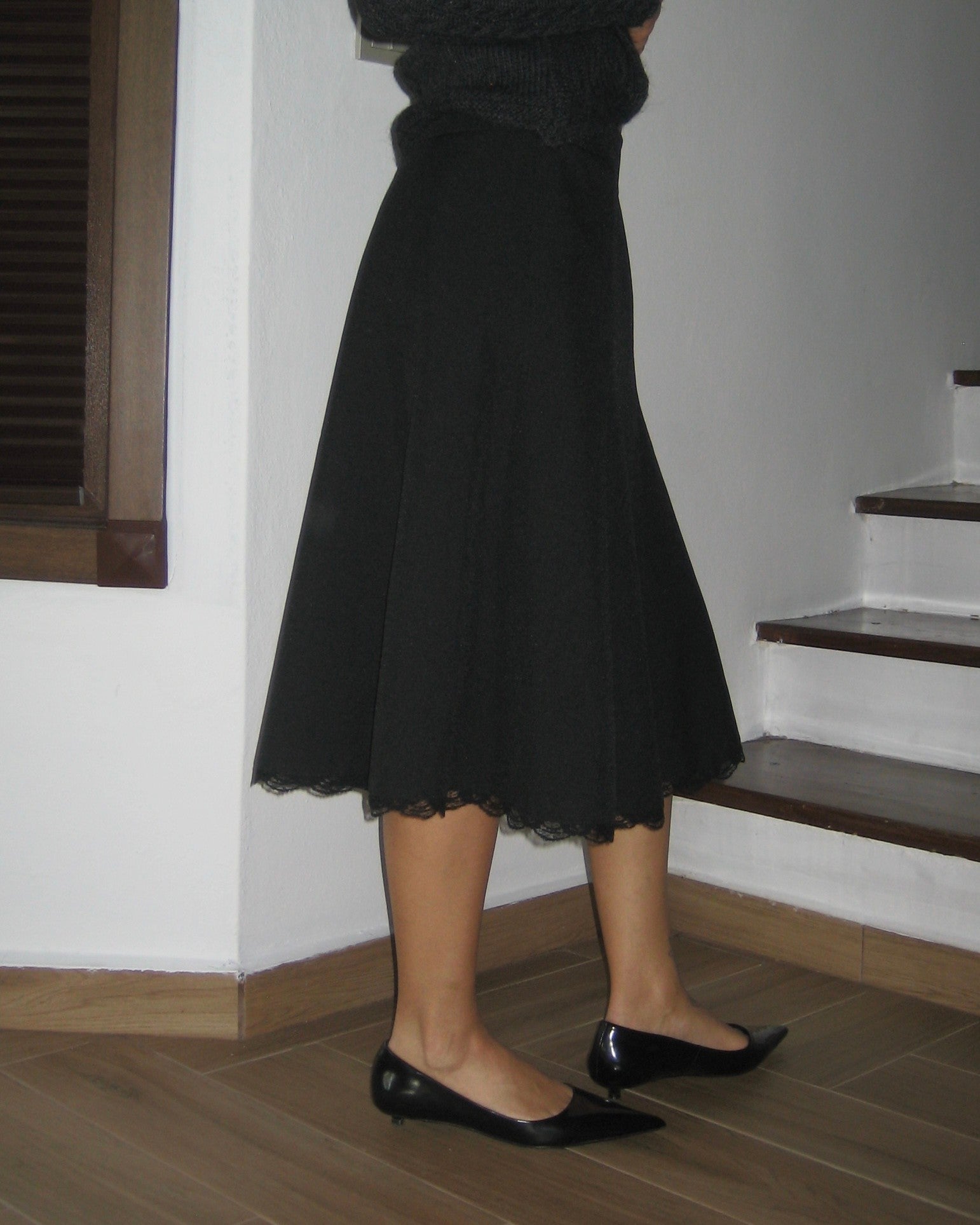 Black Skirt with Lace Detail