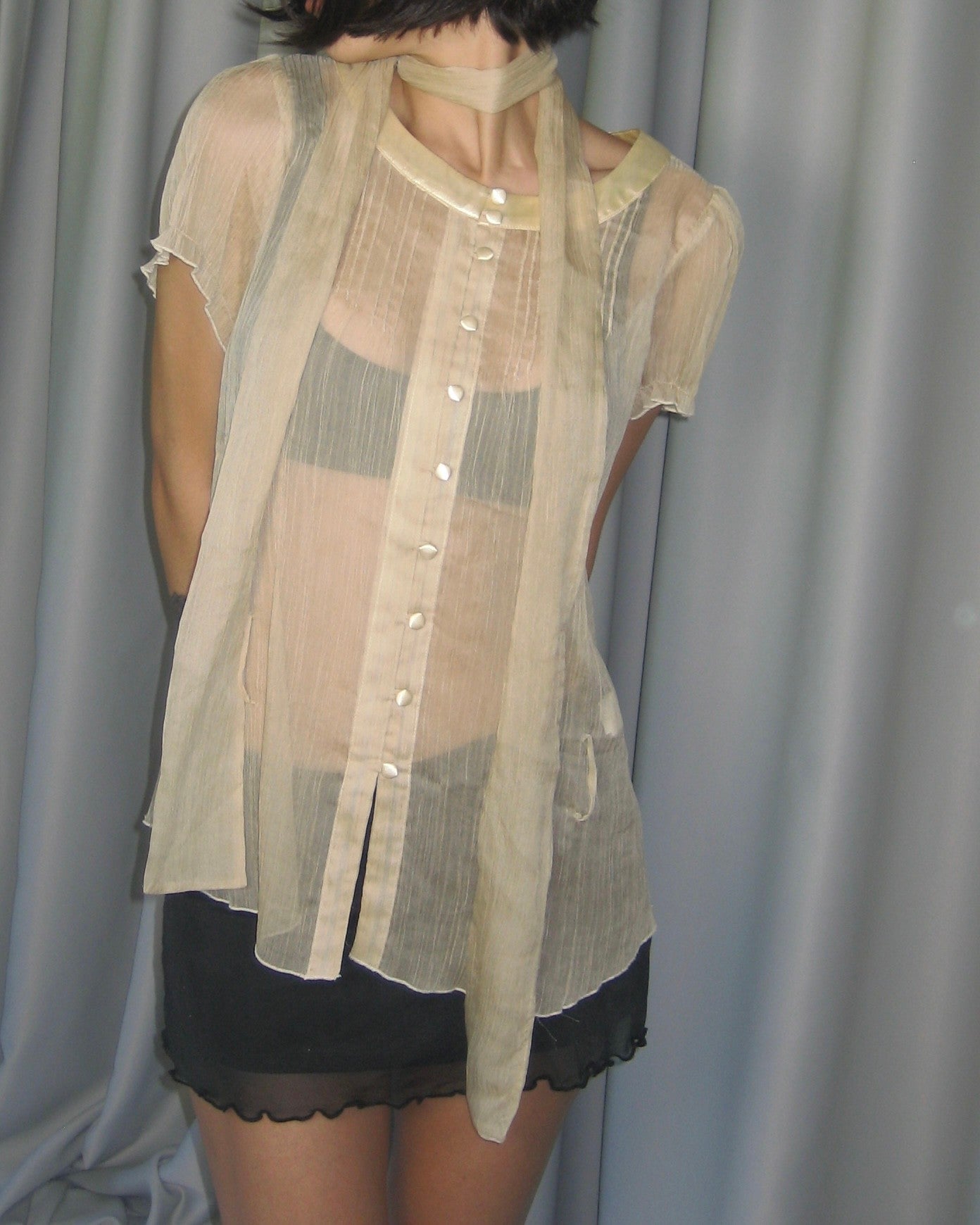 Belted Sheer Blouse
