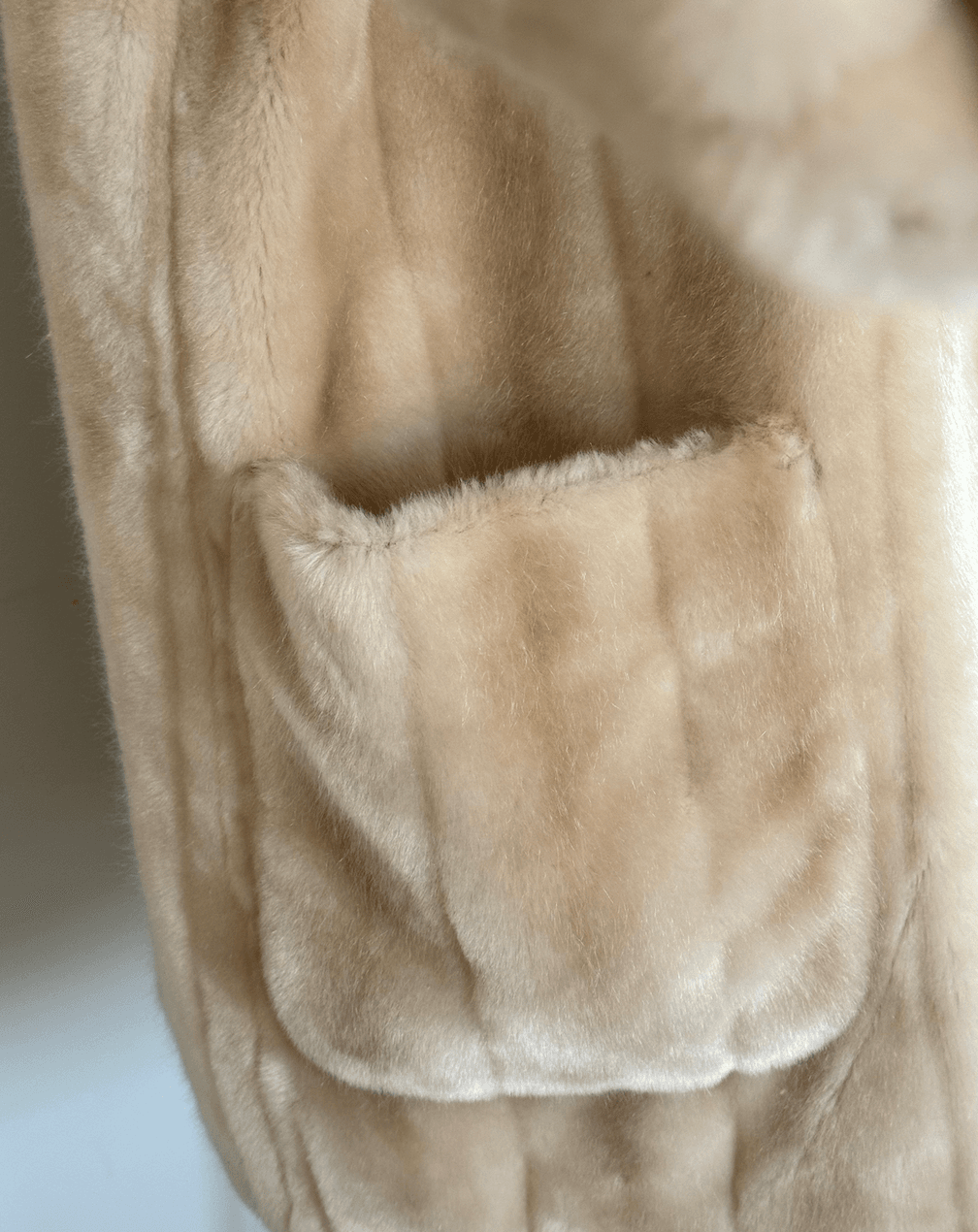 Cream Plush Fur with Pocket