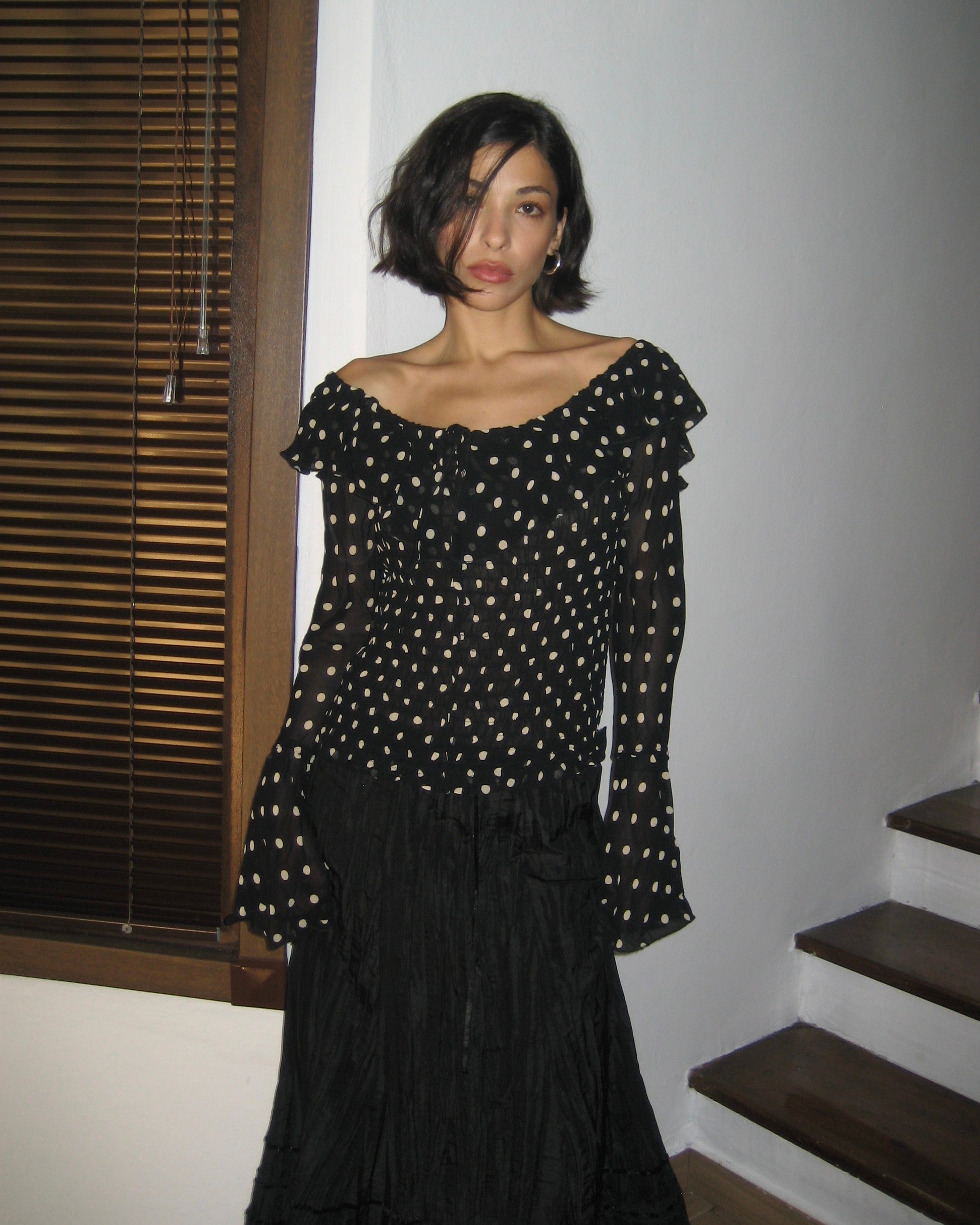 Polka Dot Chiffon Blouse
