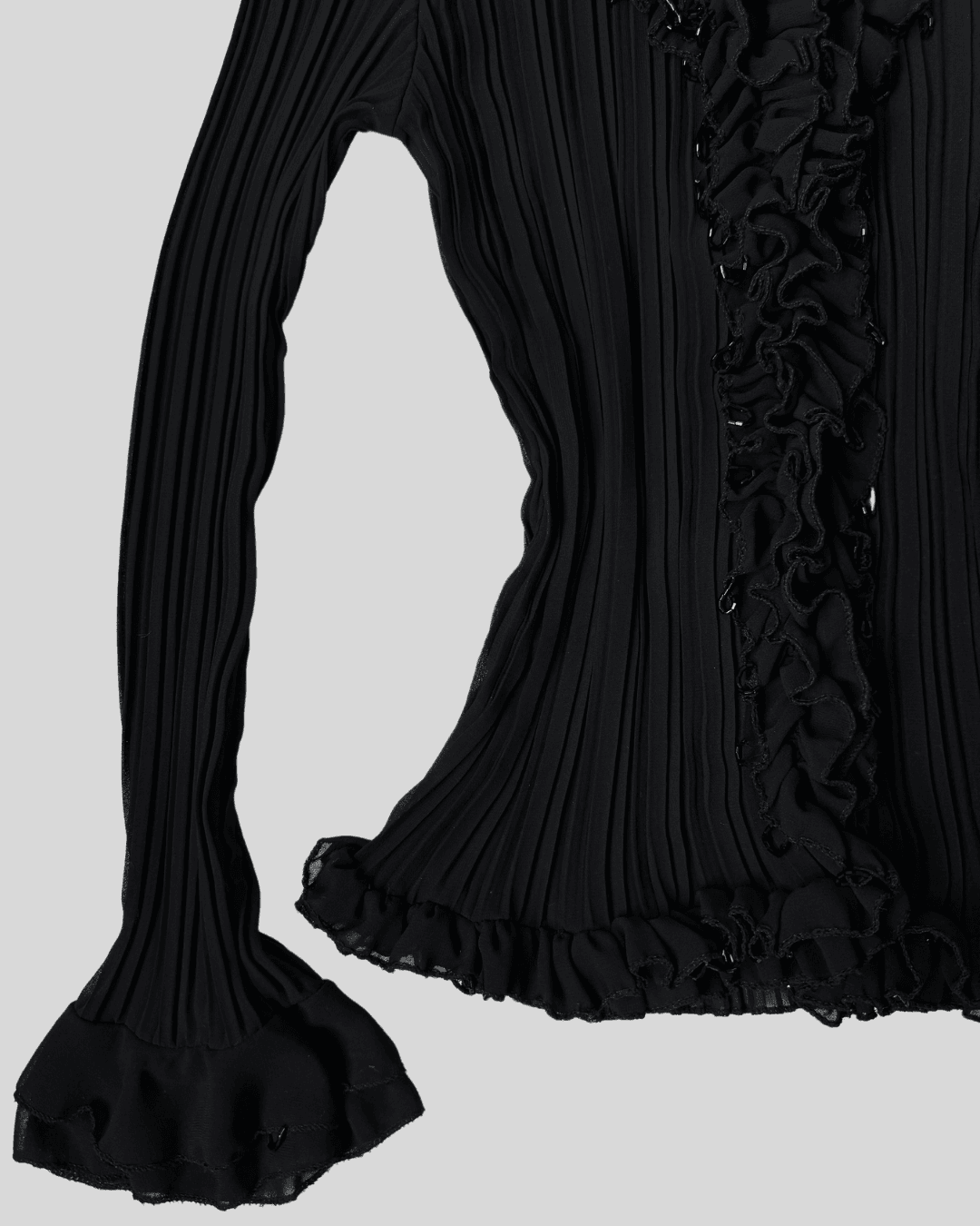 Black Blouse with Collar Detail