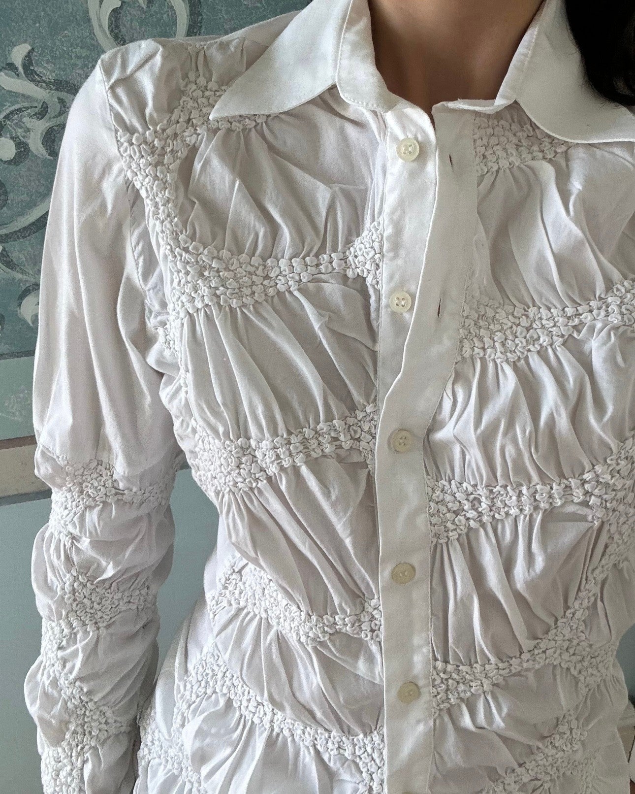 White Shirt with Gathered Detail