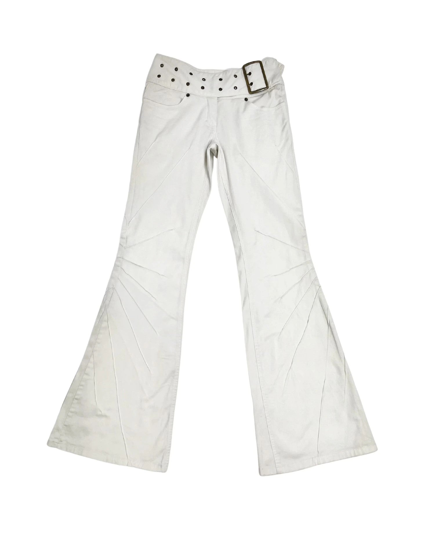 Vintage White Trousers with Belt Detail
