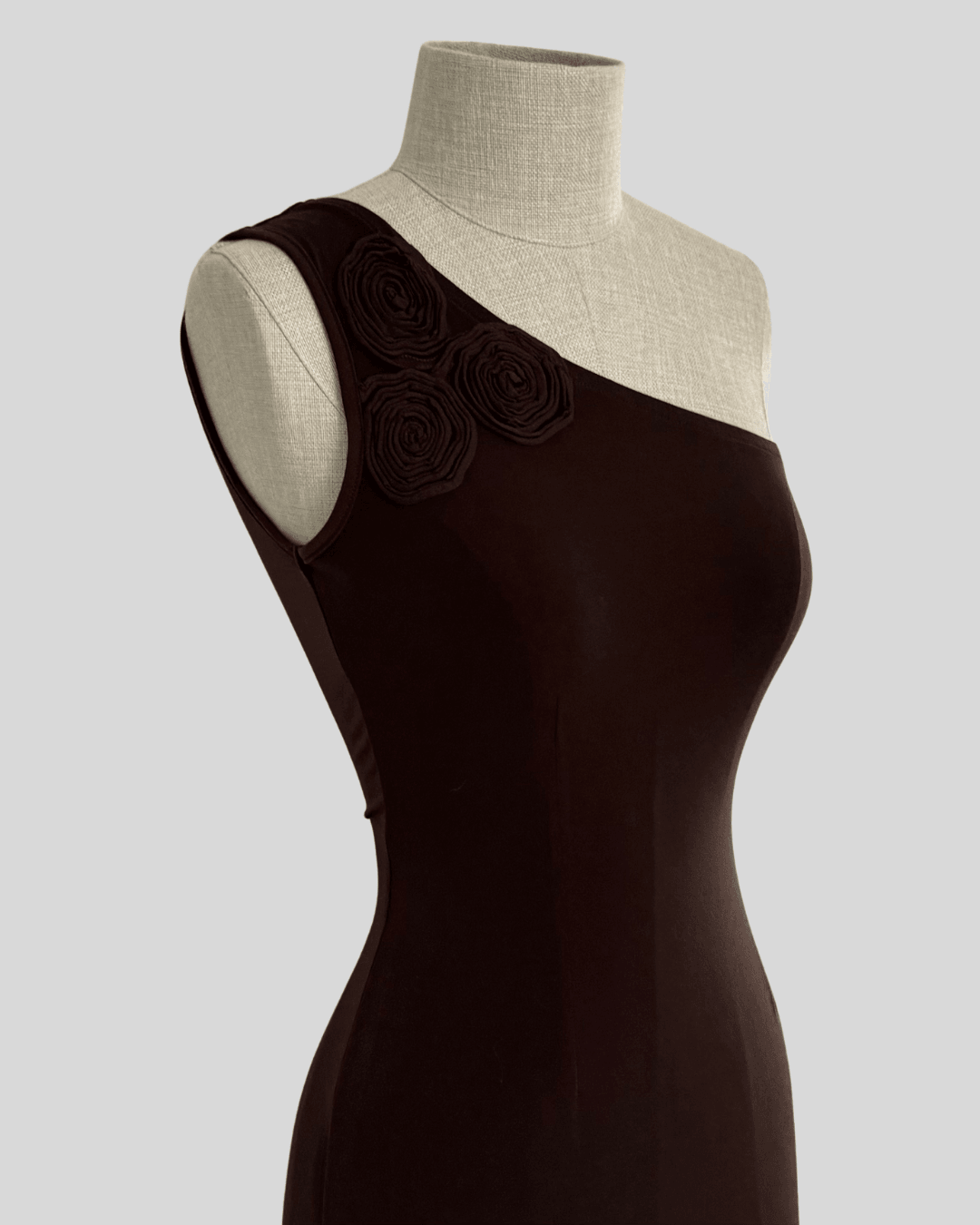 One-Shoulder Brown Dress